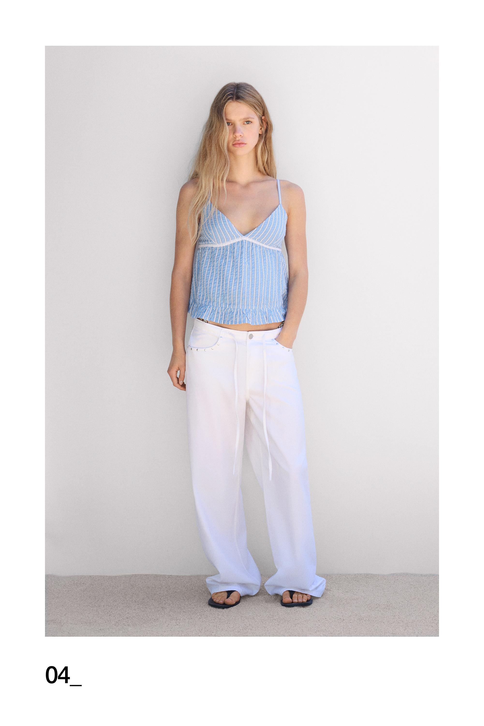 Striped camisole top — Medium blue