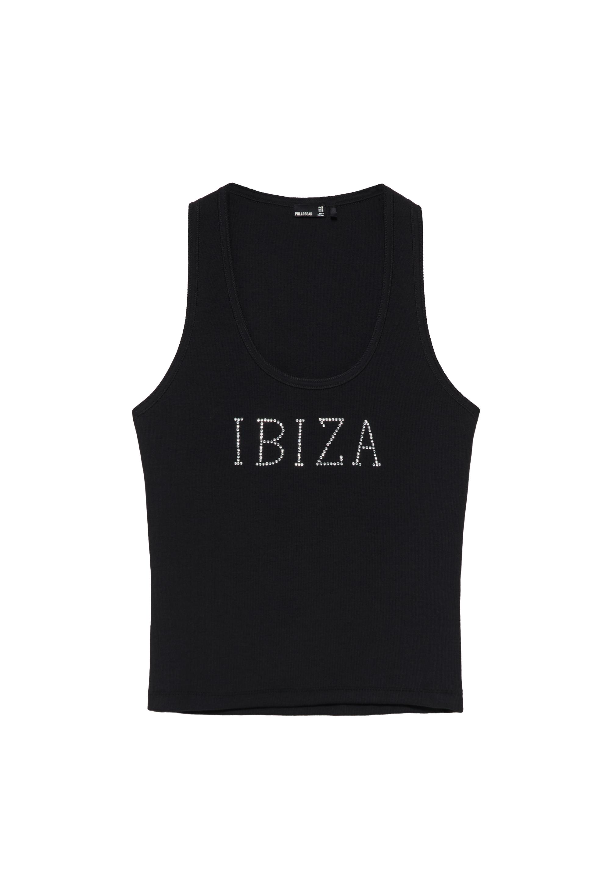 Ibiza rhinestone tank top — Black