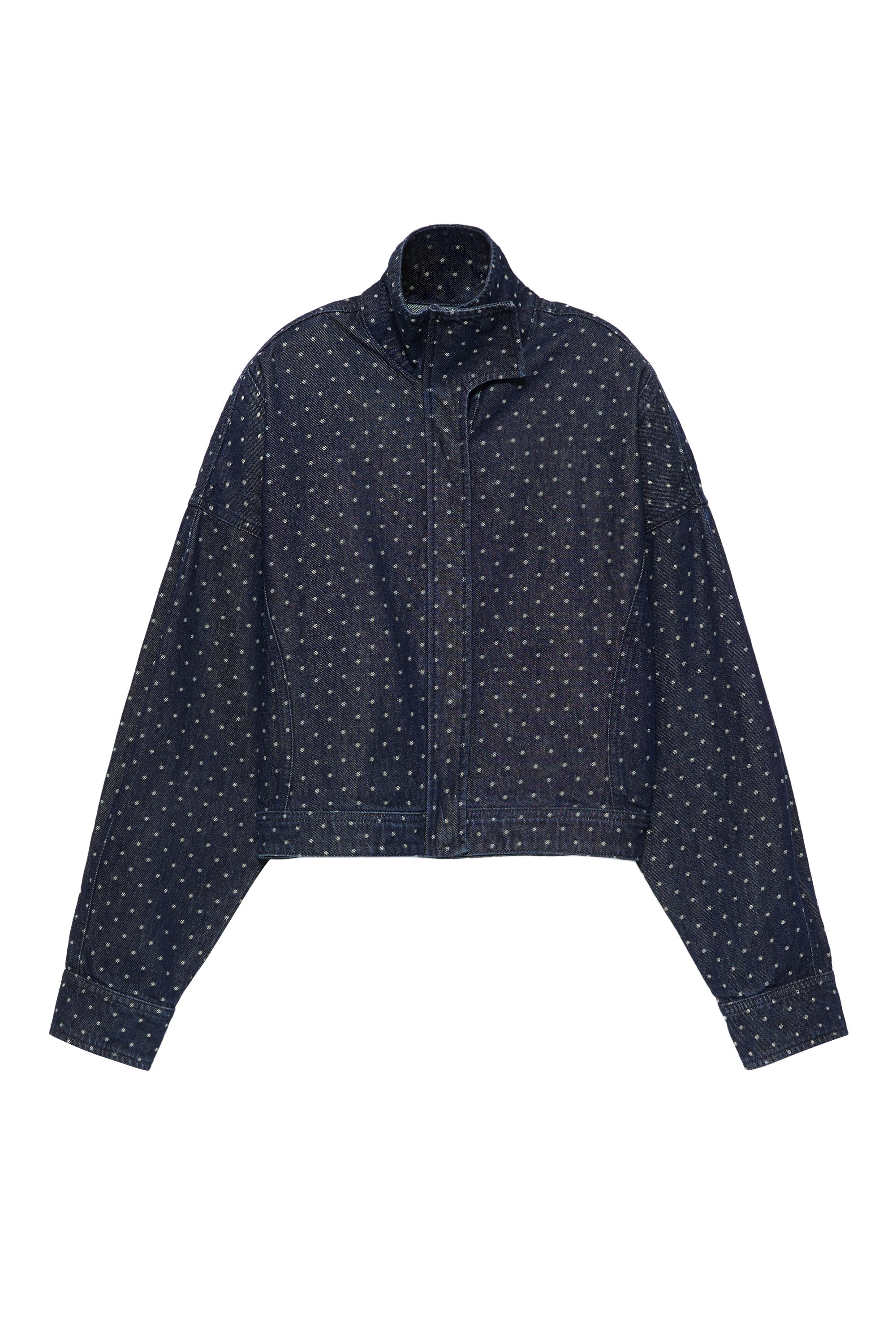 Pull&Bear Puantiye desenli denim ceket