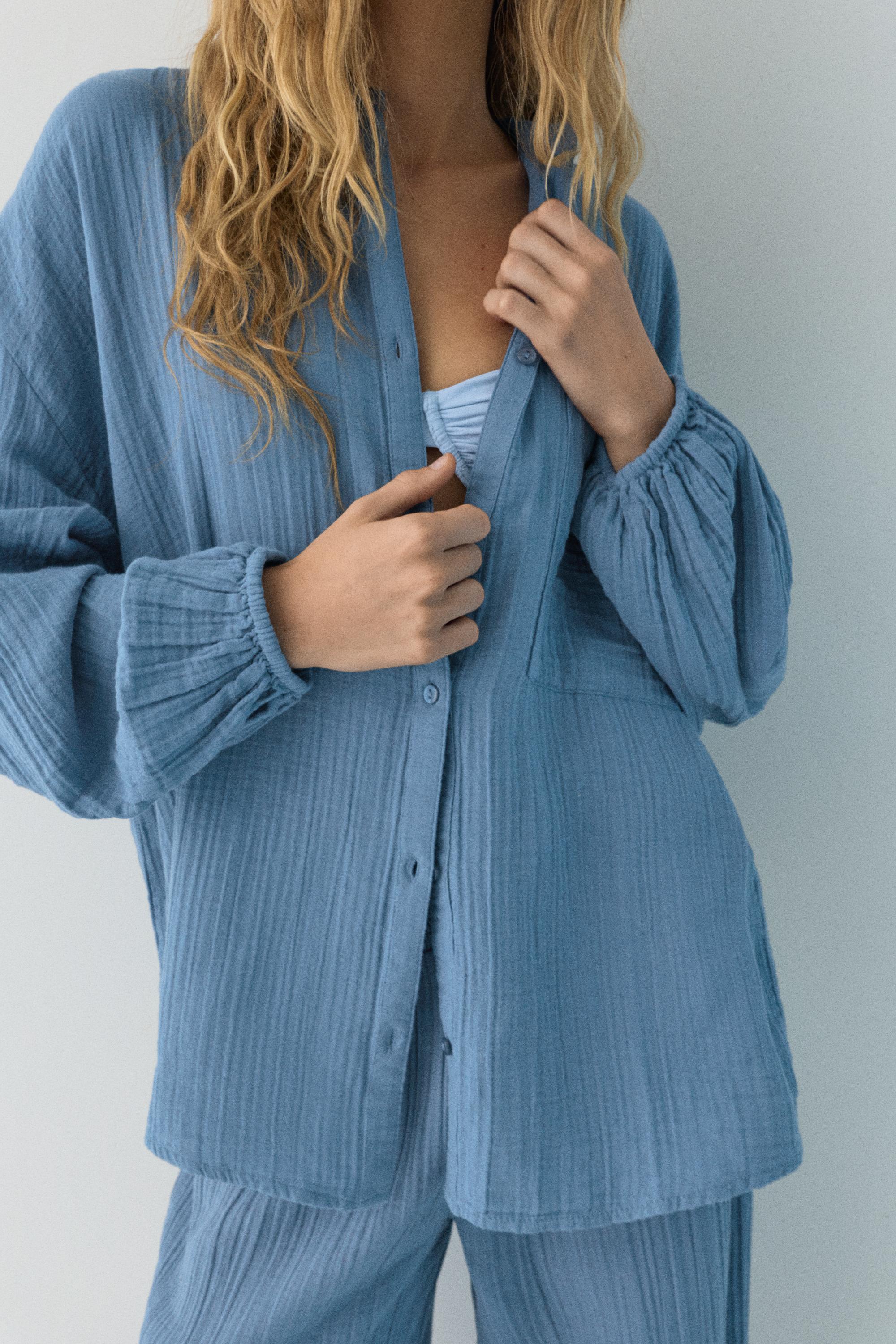 Hakim yaka Şile bezi gömlek - Görsel 32