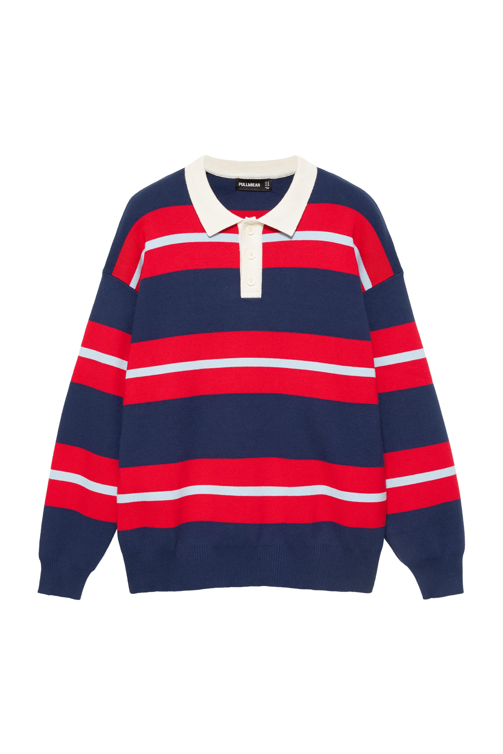 Pull&Bear Çizgili triko polo görsel 3