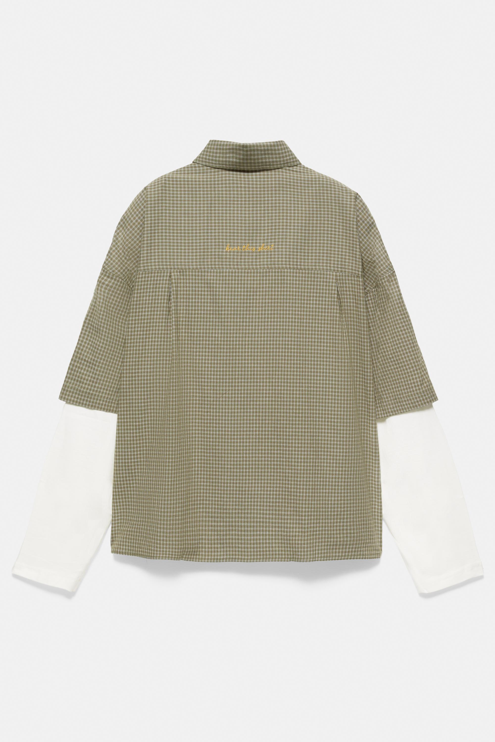 Double sleeve check shirt — White/Grey