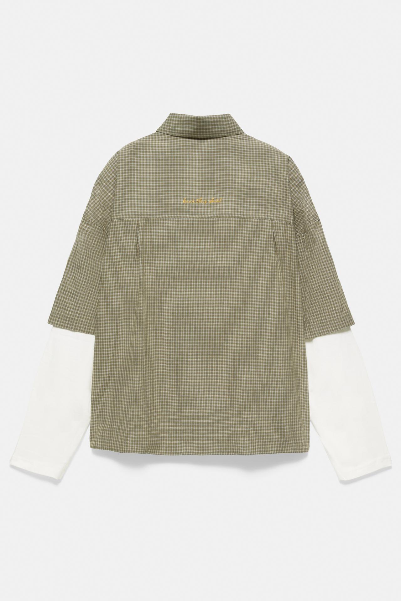 Double sleeve check shirt — White/Grey