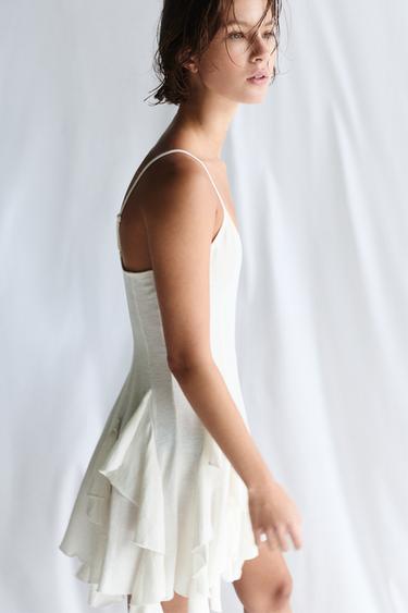 Short strappy flared dress — Ecru 3