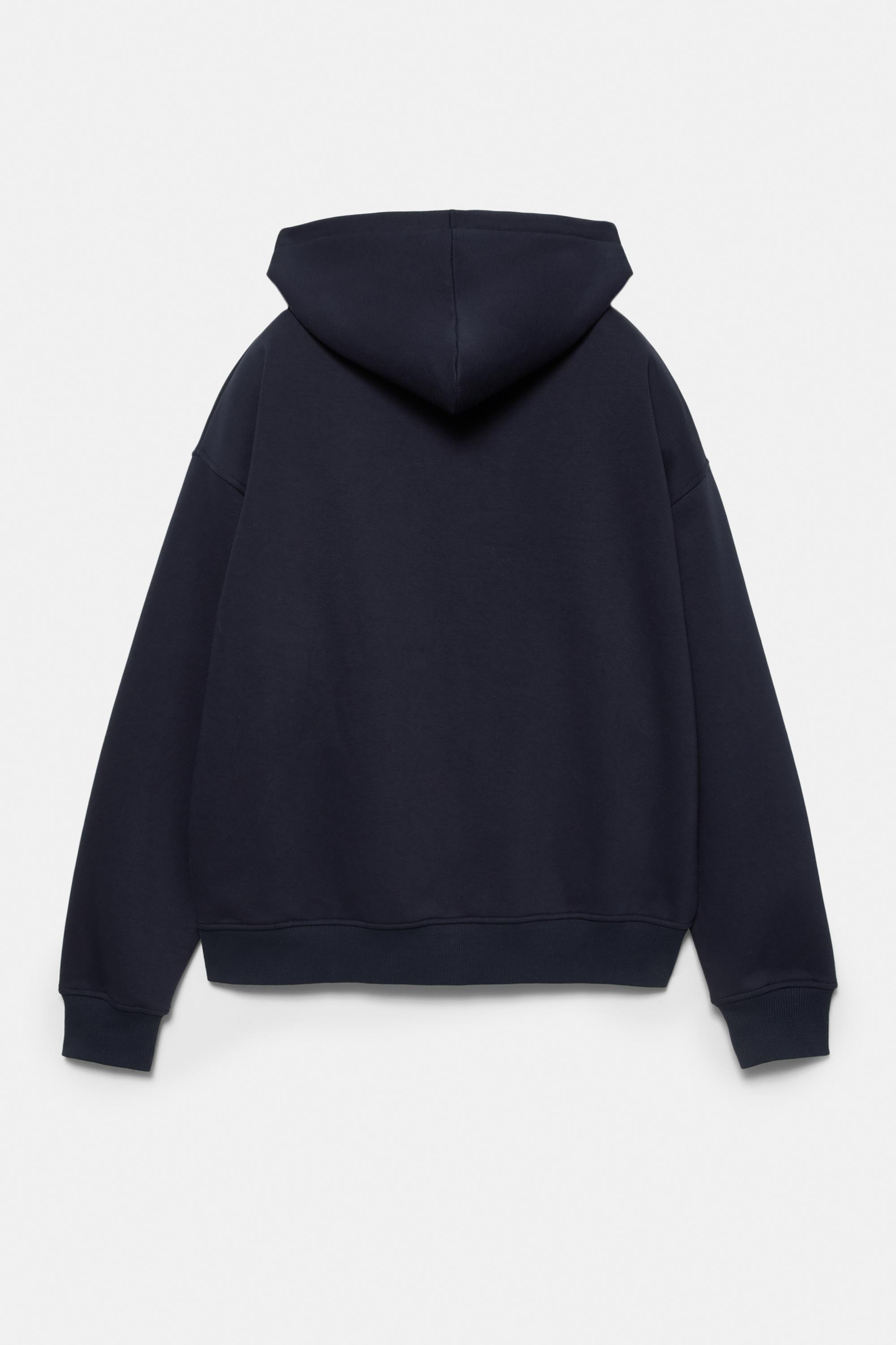Grafik fermuarlı kapüşonlu sweatshirt - Görsel 3