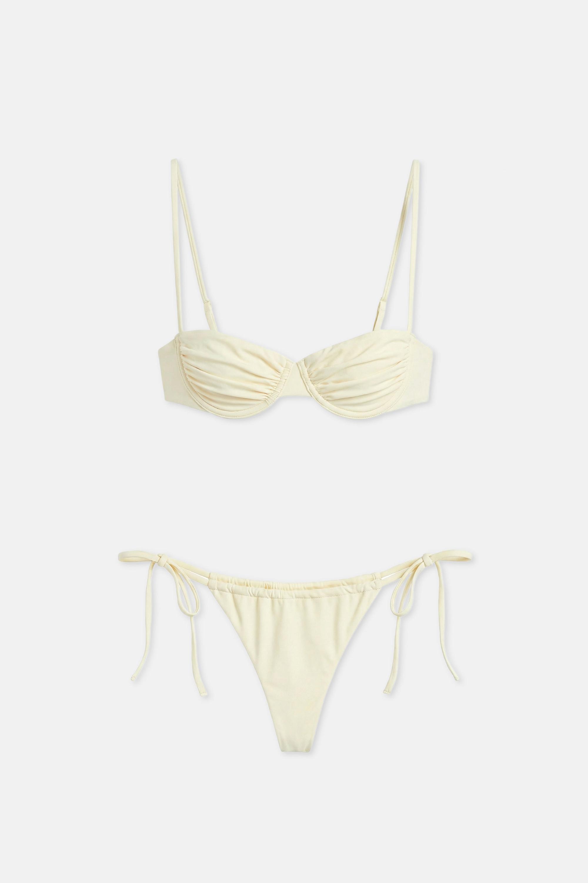 Balconette bikini top — Pastel yellow