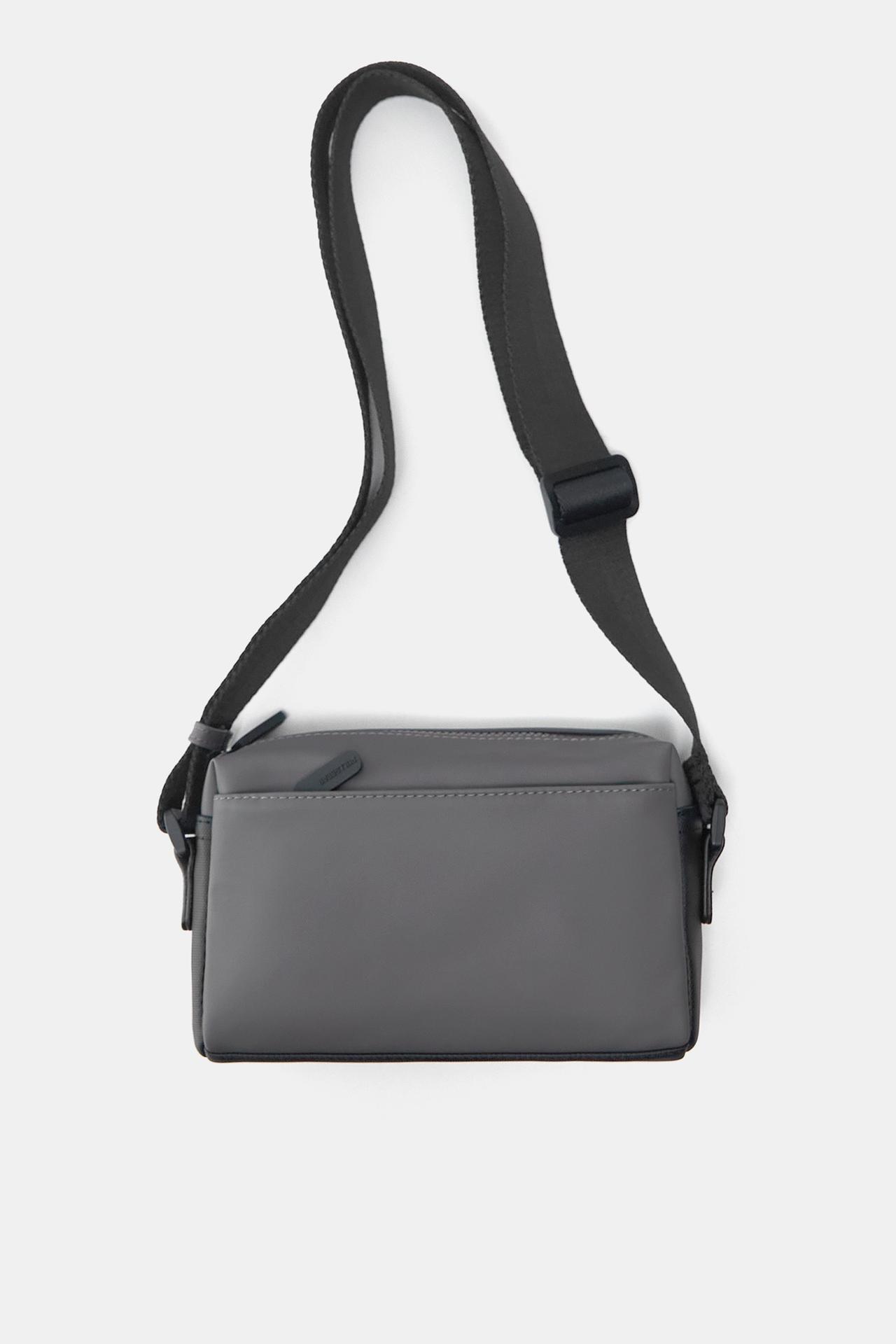 Rubberised crossbody bag — Grey
