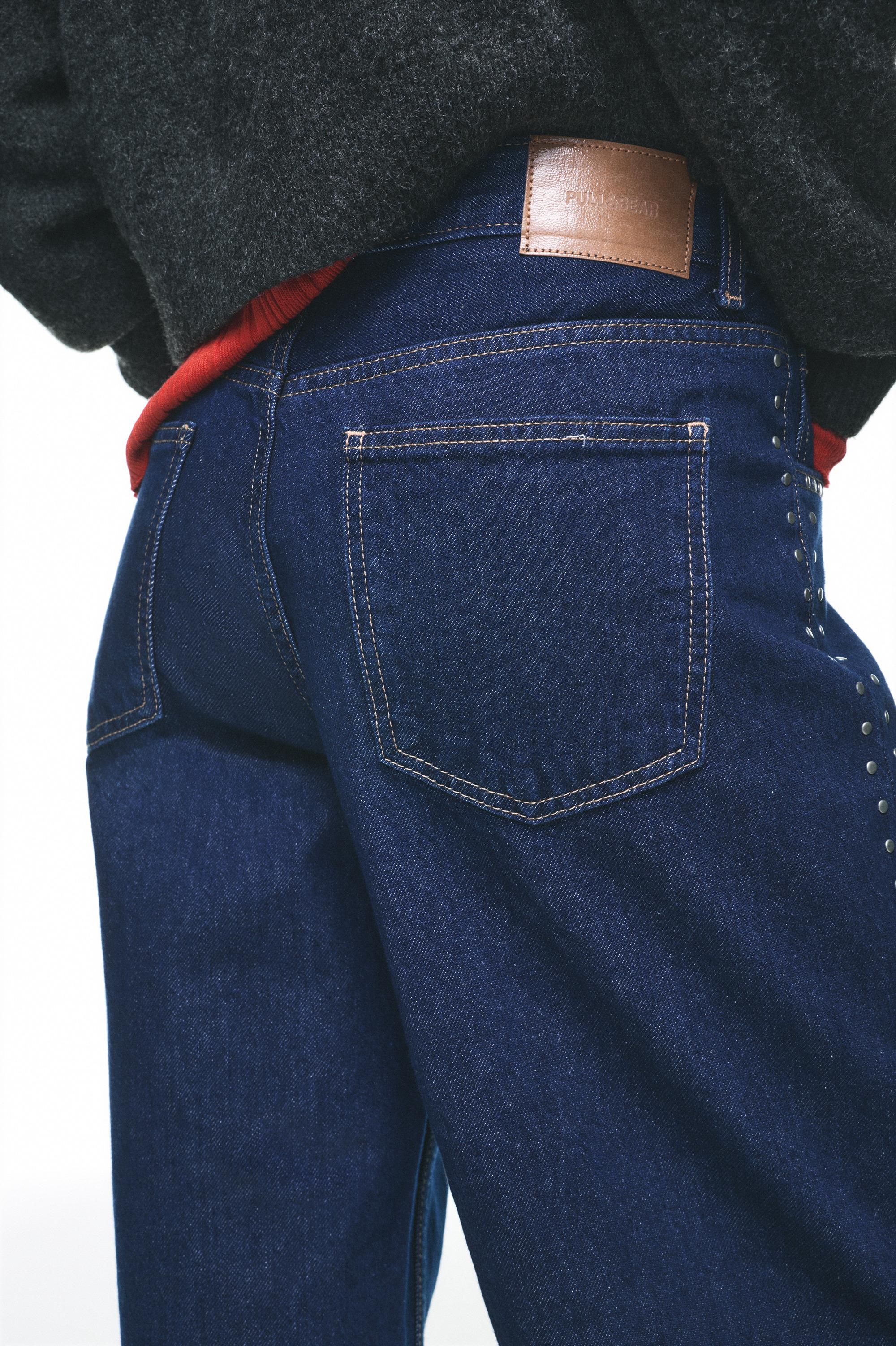 Zımbalı geniş paça jean - Görsel 22