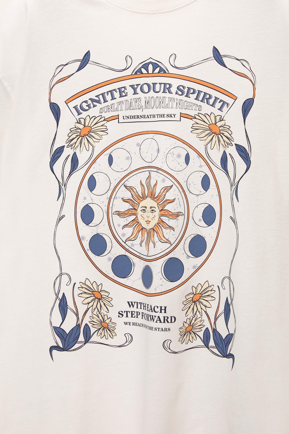Kurzärmeliges esoterisches T-Shirt mit Sonne - PULL&BEAR