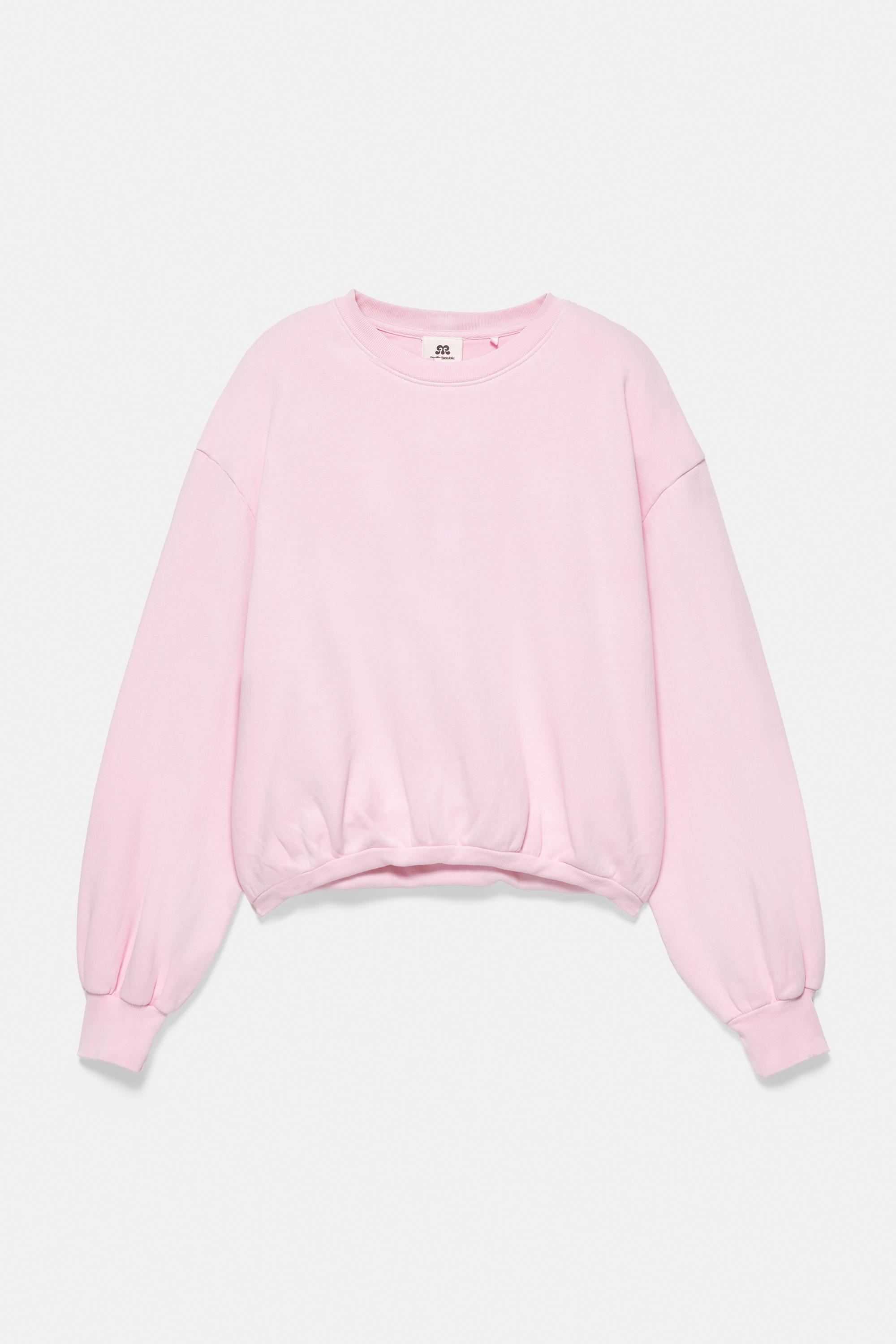 Cropped round neck sweatshirt — Pink