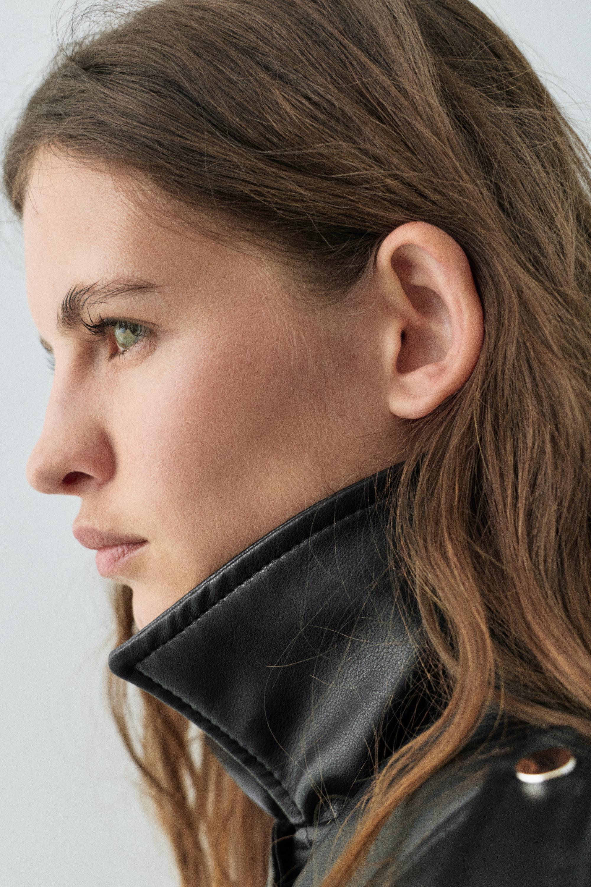 Suni deri biker ceket - Görsel 9