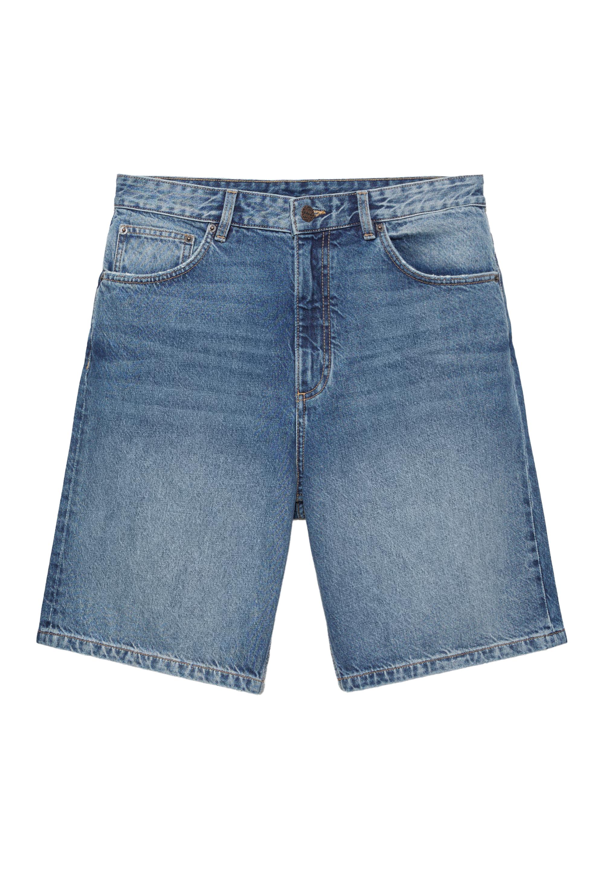 Baggy denim Bermuda shorts — Medium blue