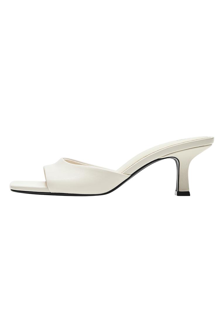 Heeled mule sandals — White