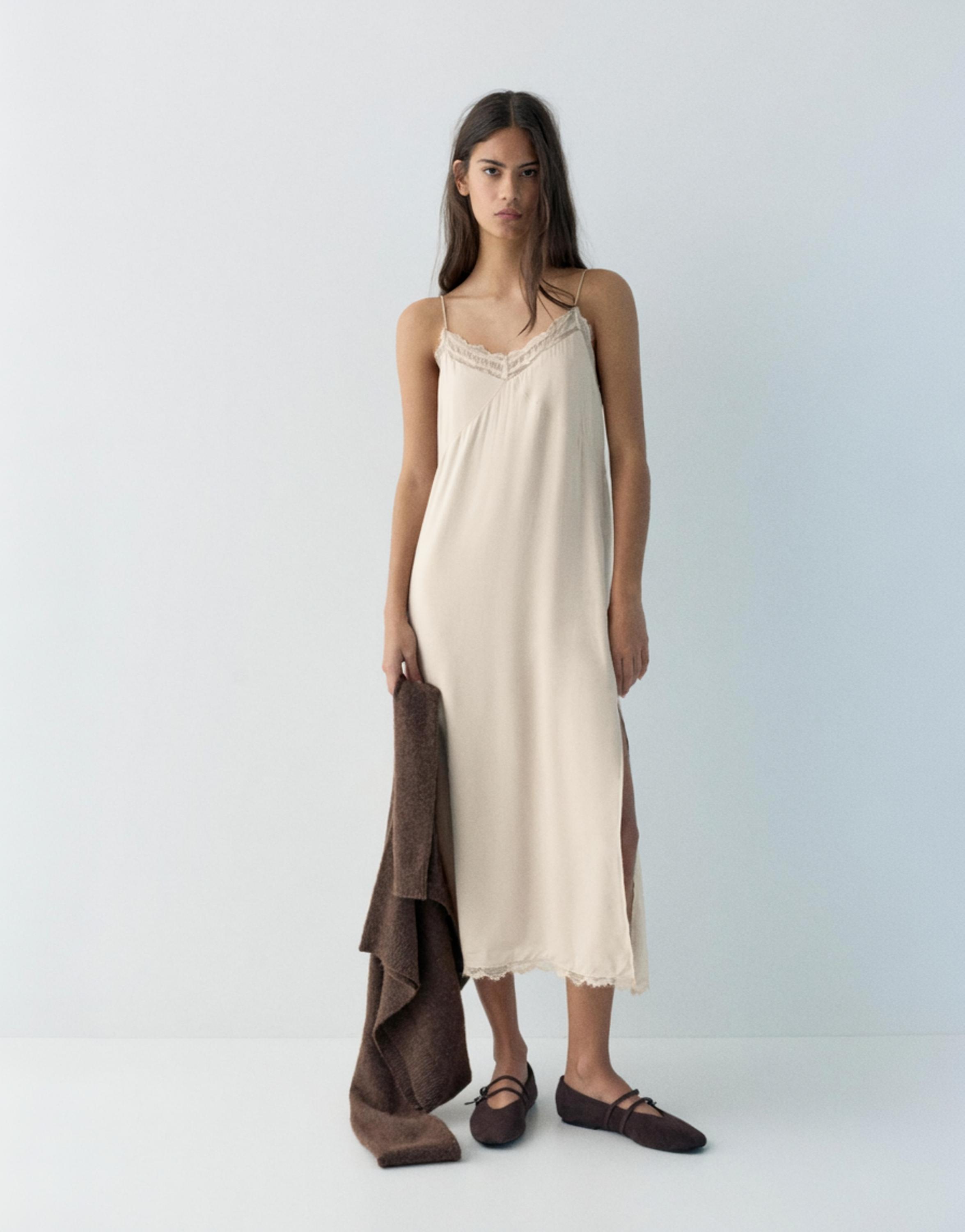Camisole midi dress — Beige