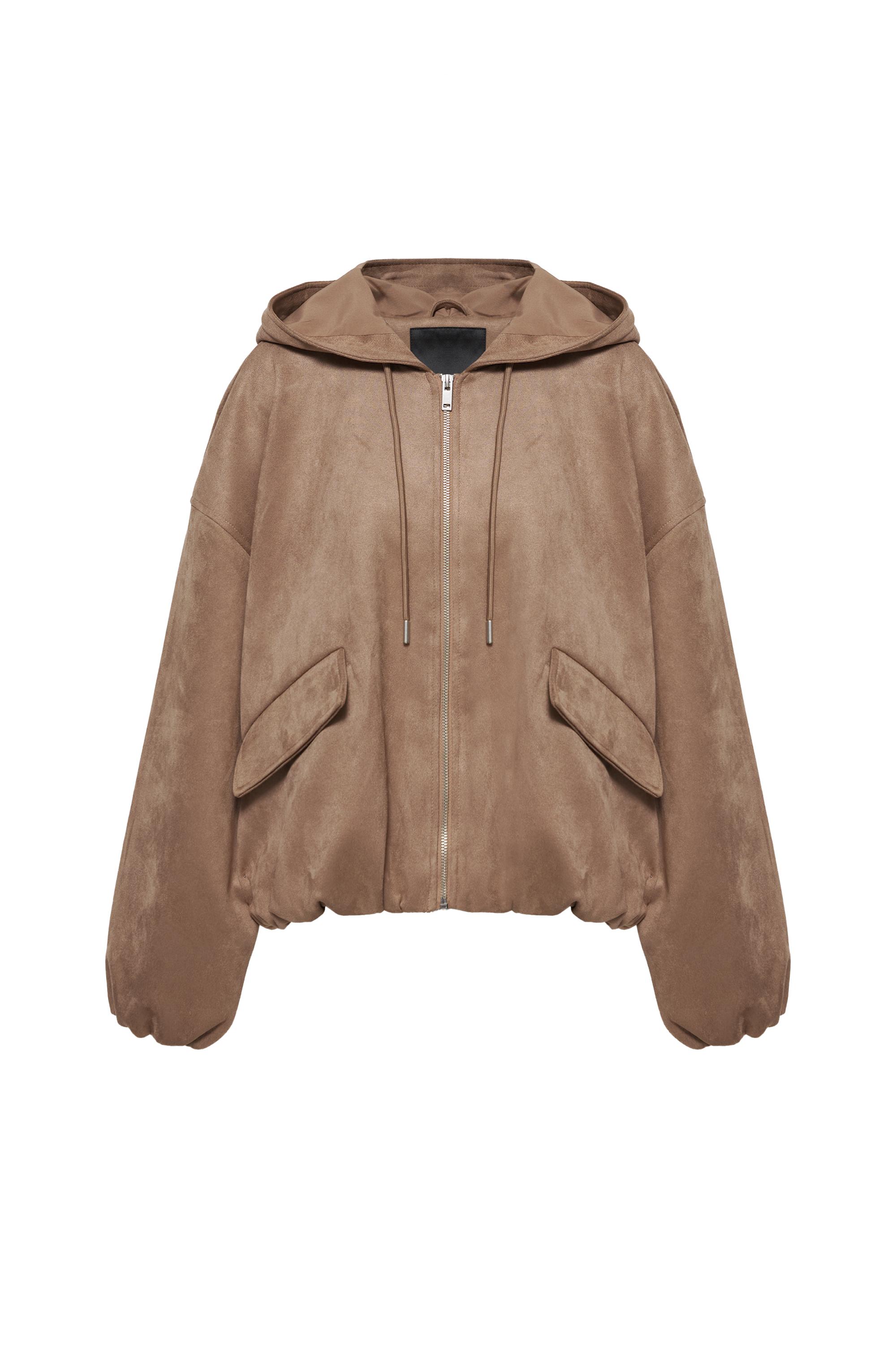 Pull&Bear Kapüşonlu suni süet bomber ceket görsel 2