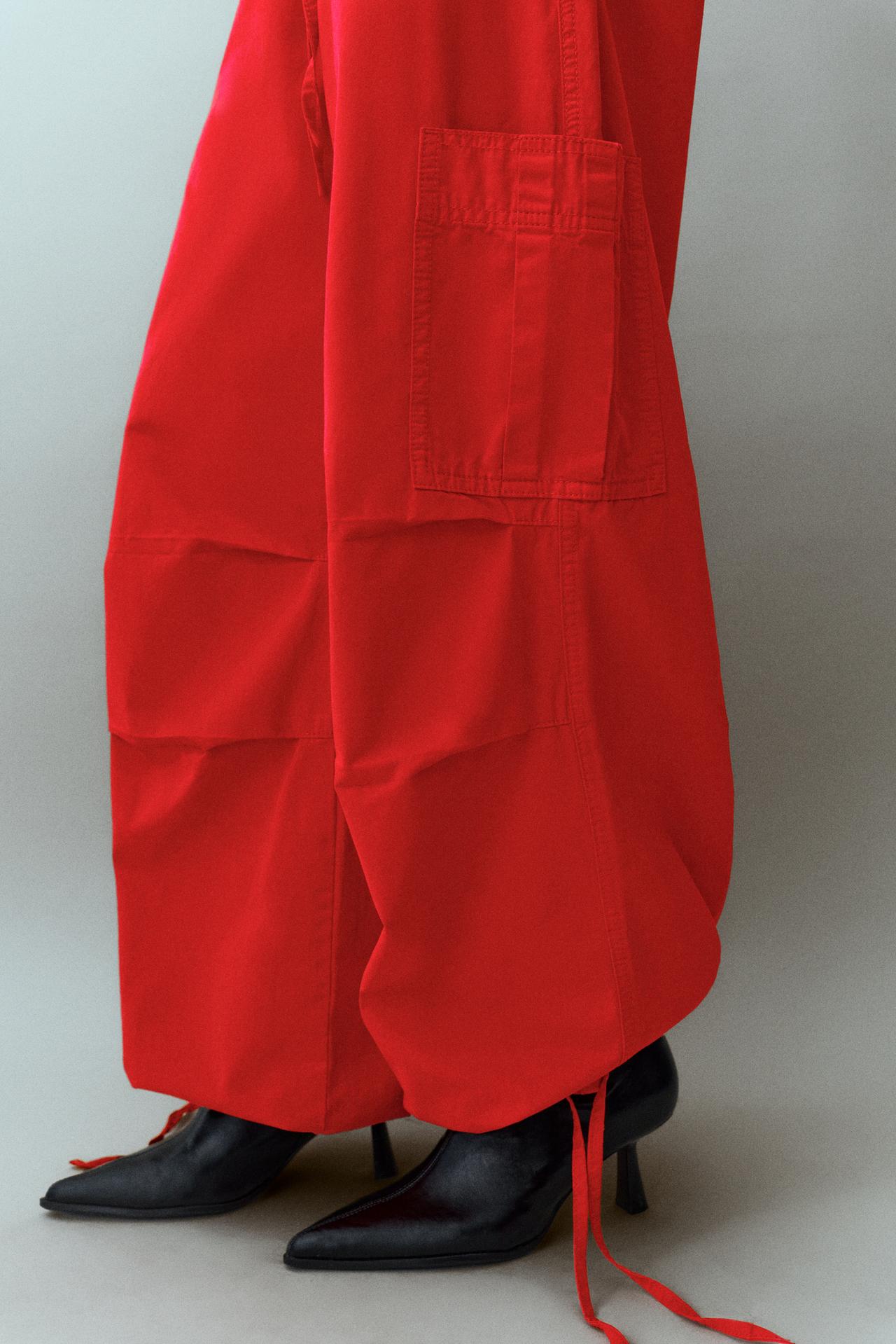 Parachute cargo trousers — Red