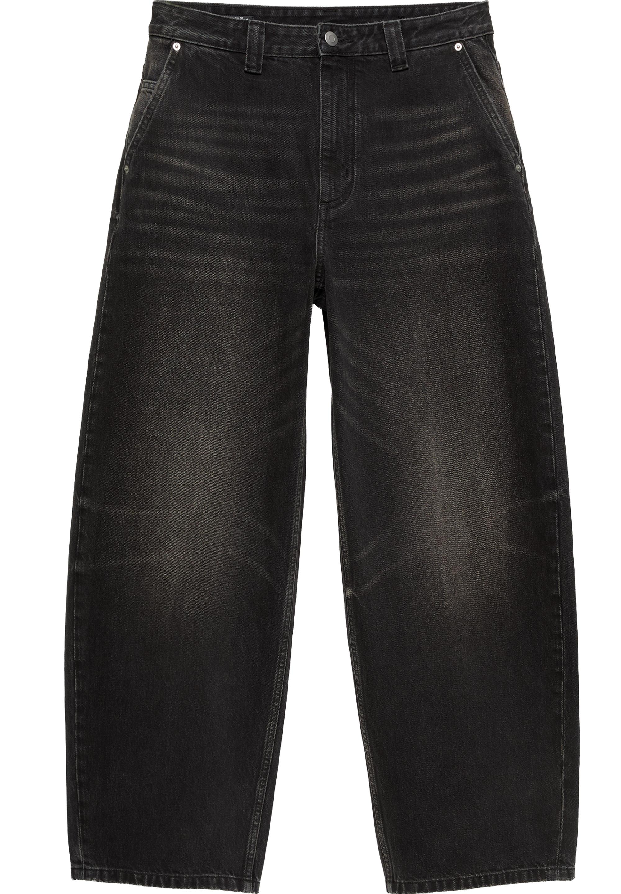 100% cotton barrel jeans — Faded black