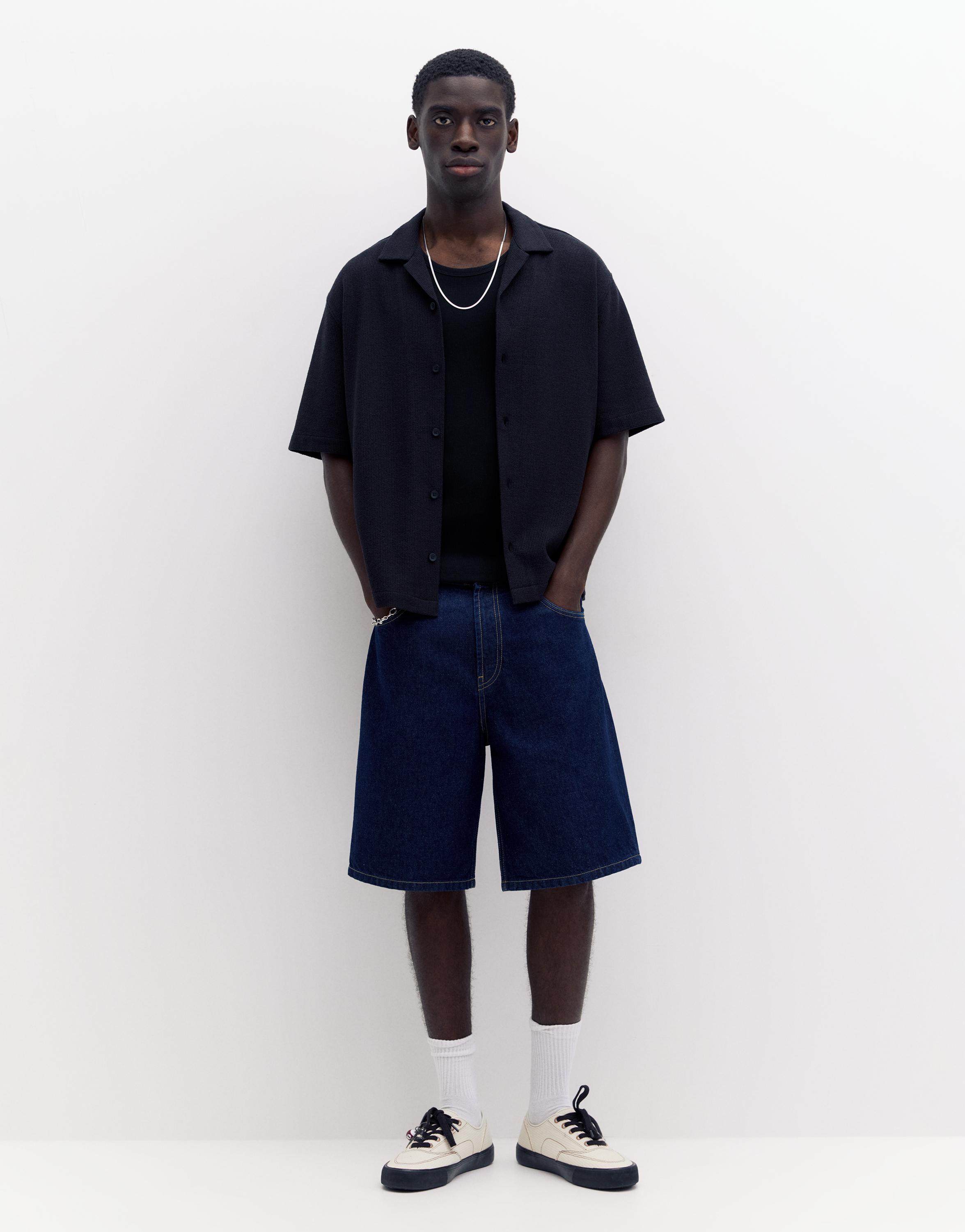 Terrycloth short sleeve shirt — Black