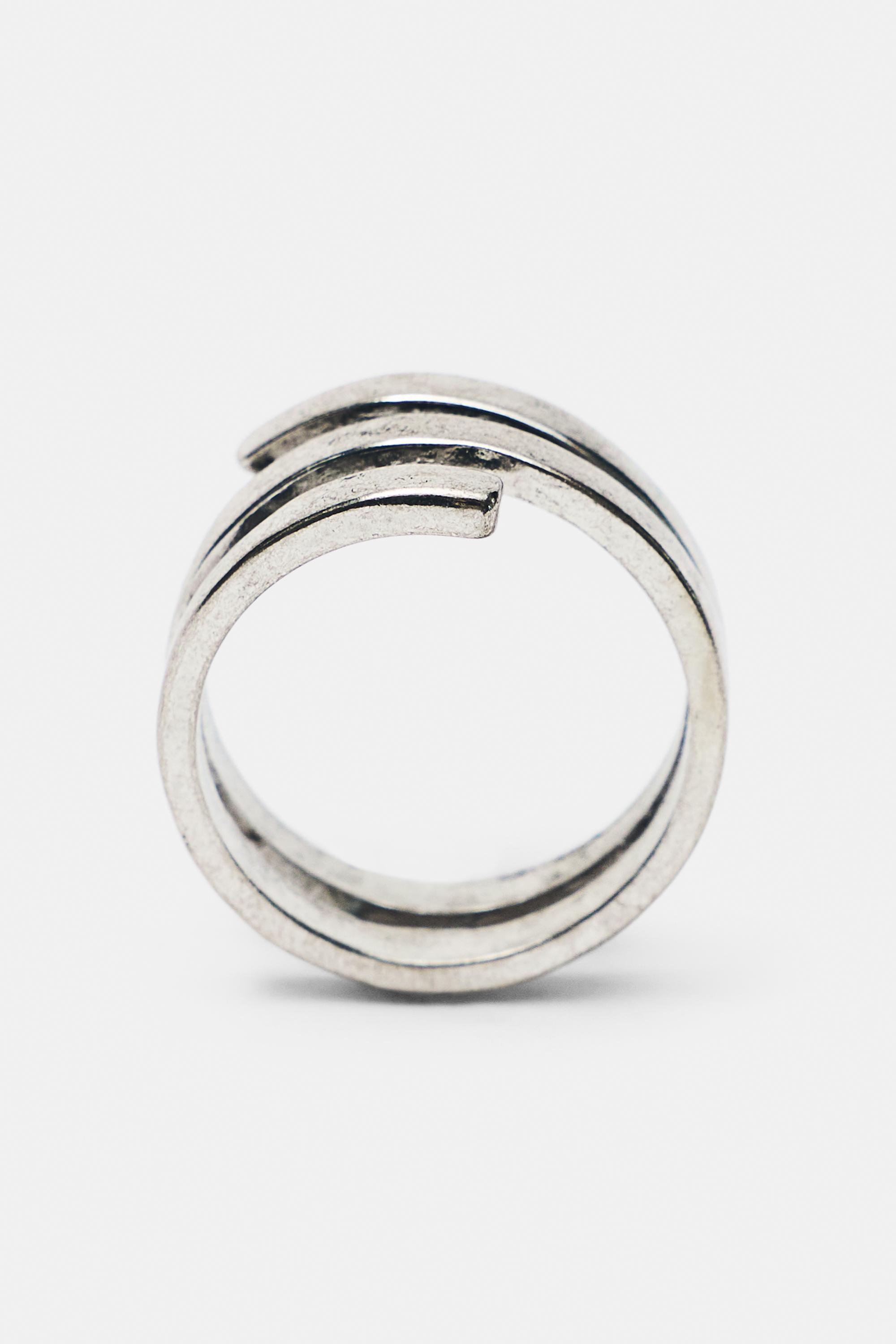 2-pack of stone rings — Silver