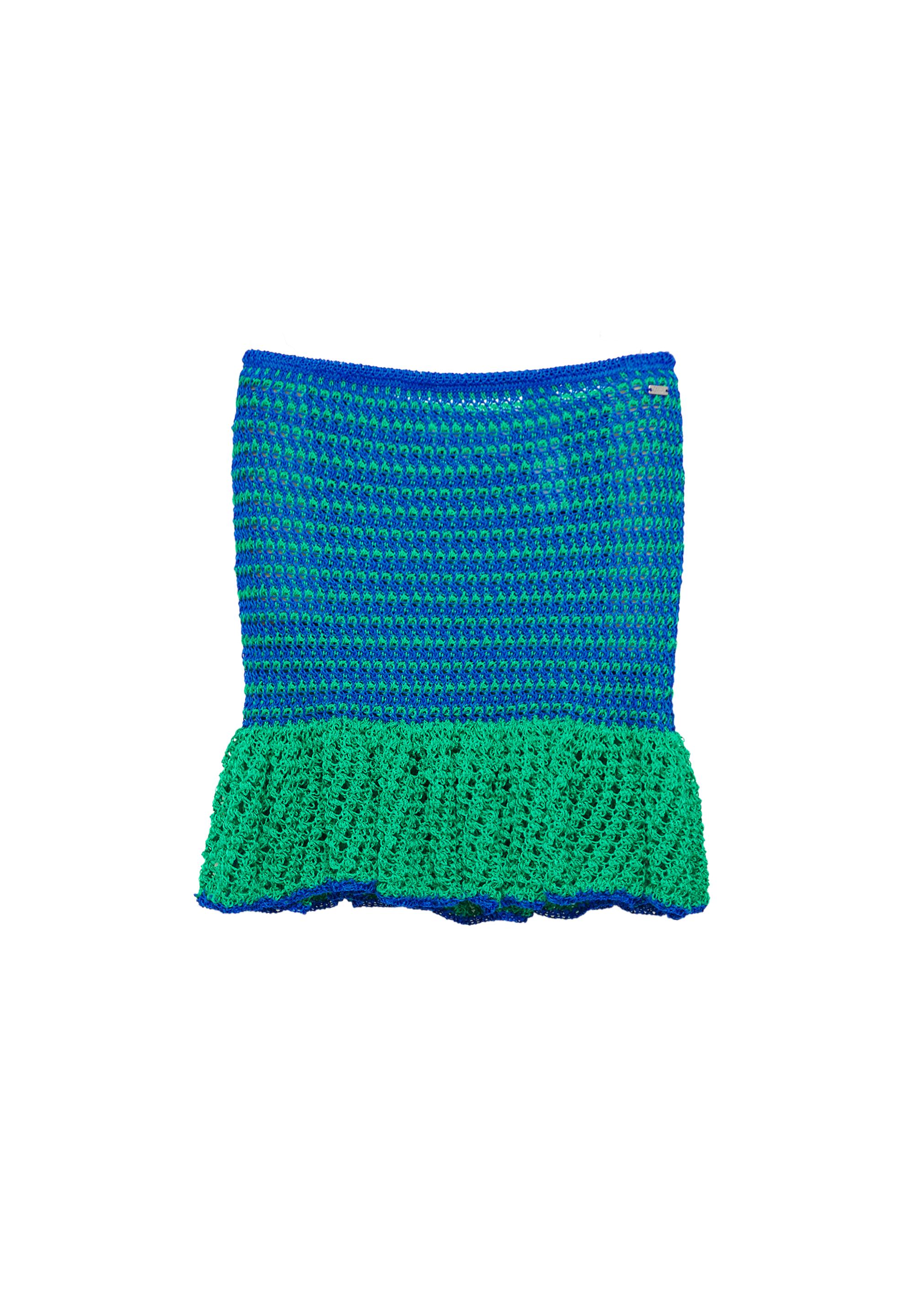 Ruffled crochet mini skirt — Green