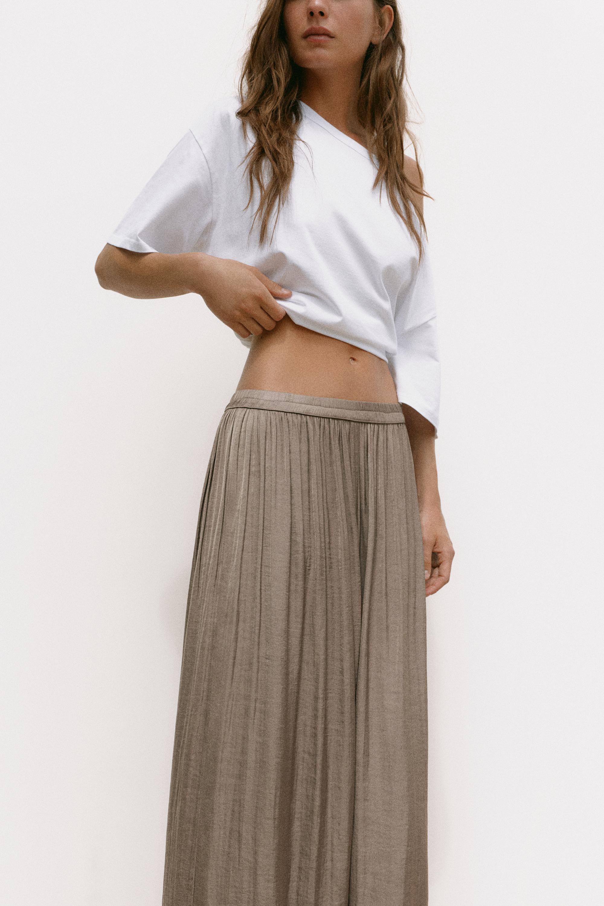 Satin wide-leg trousers — Mole brown