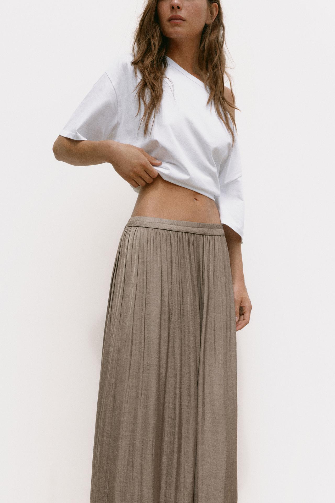 Satin wide-leg trousers — Mole brown