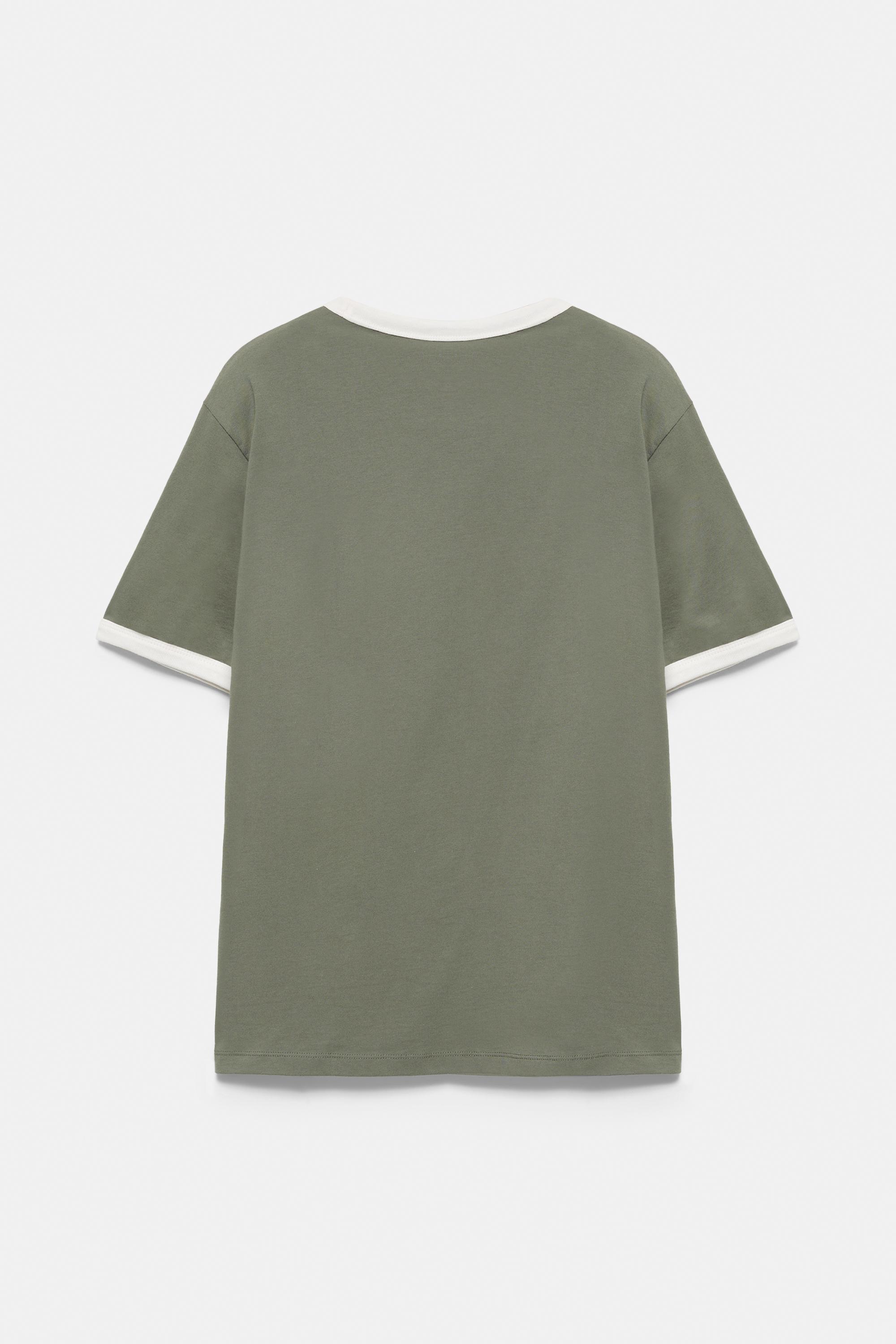 Contrast trim T-shirt — Khaki