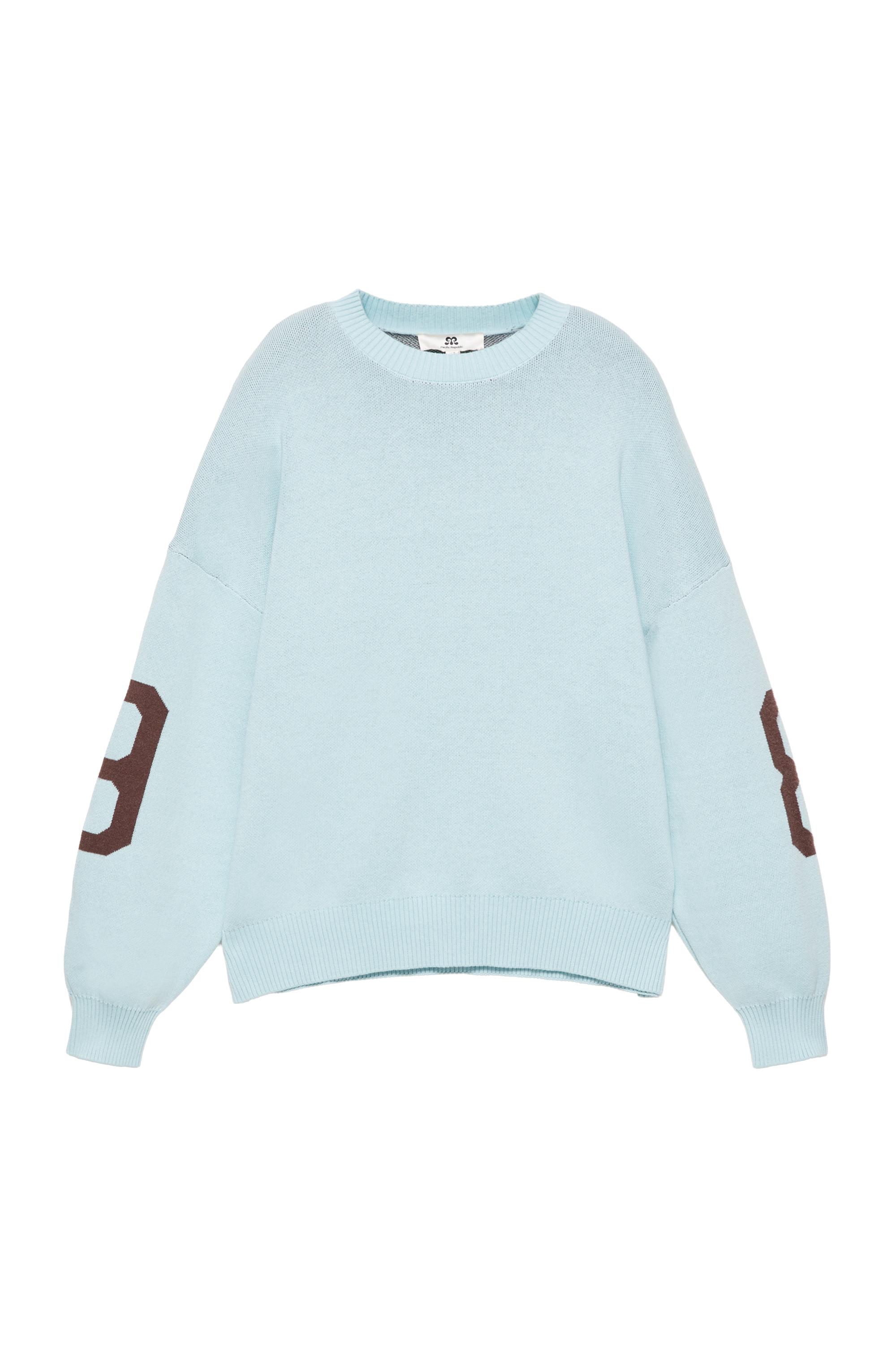 Pull&Bear Açık mavi 8 numara desenli kazak görsel 4
