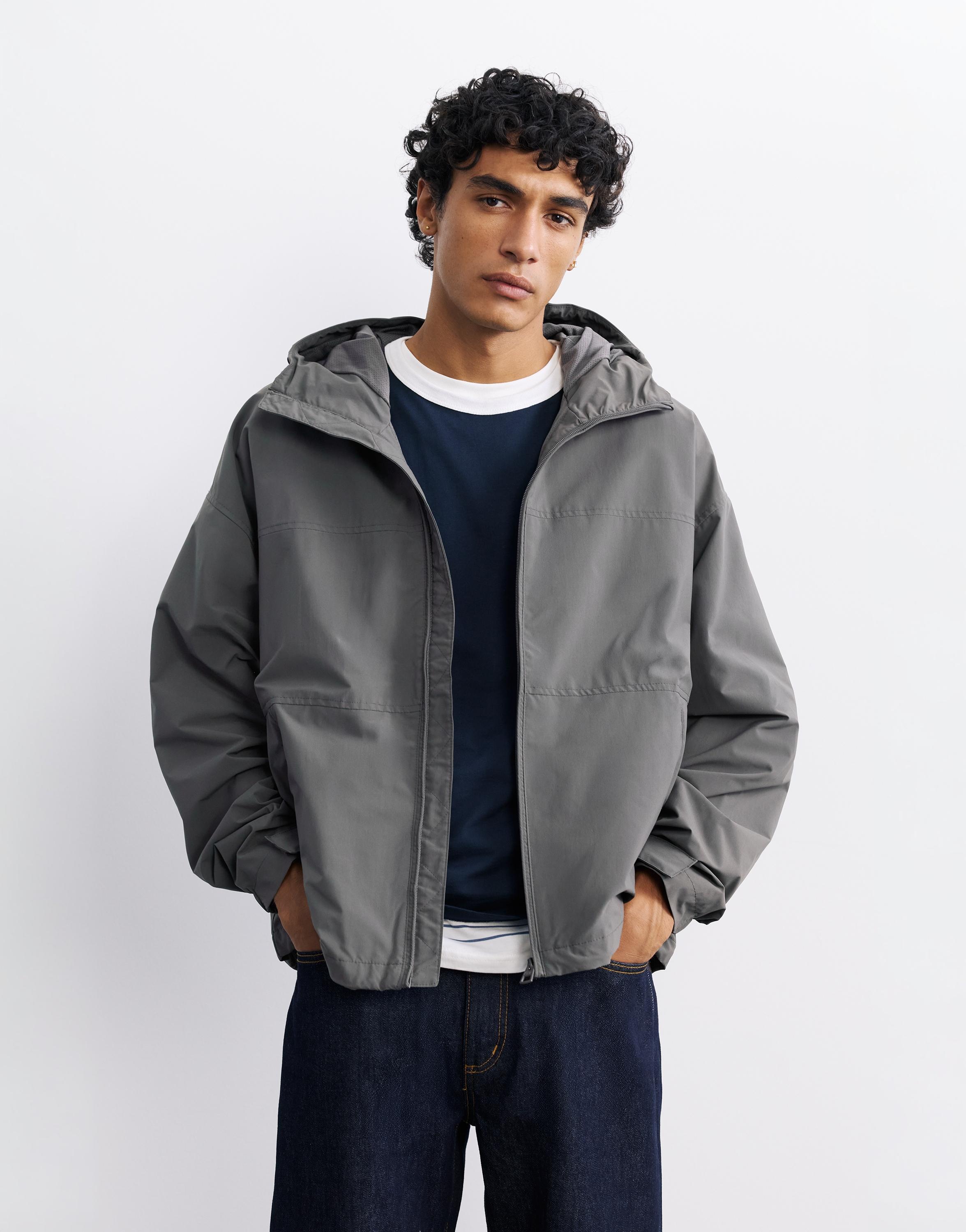 Lightweight hooded raincoat — Anthracite grey