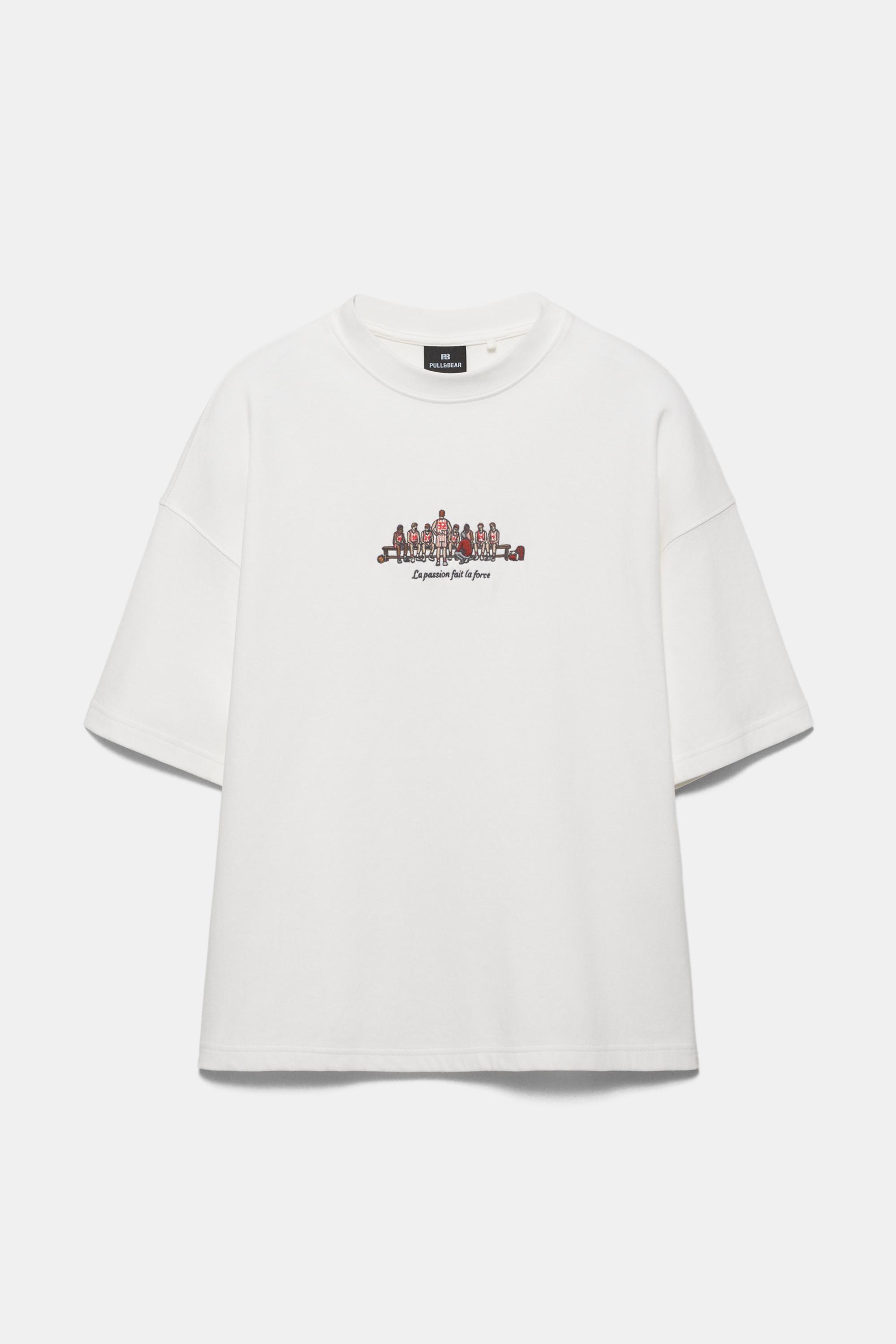 Kısa kollu nakışlı sweatshirt