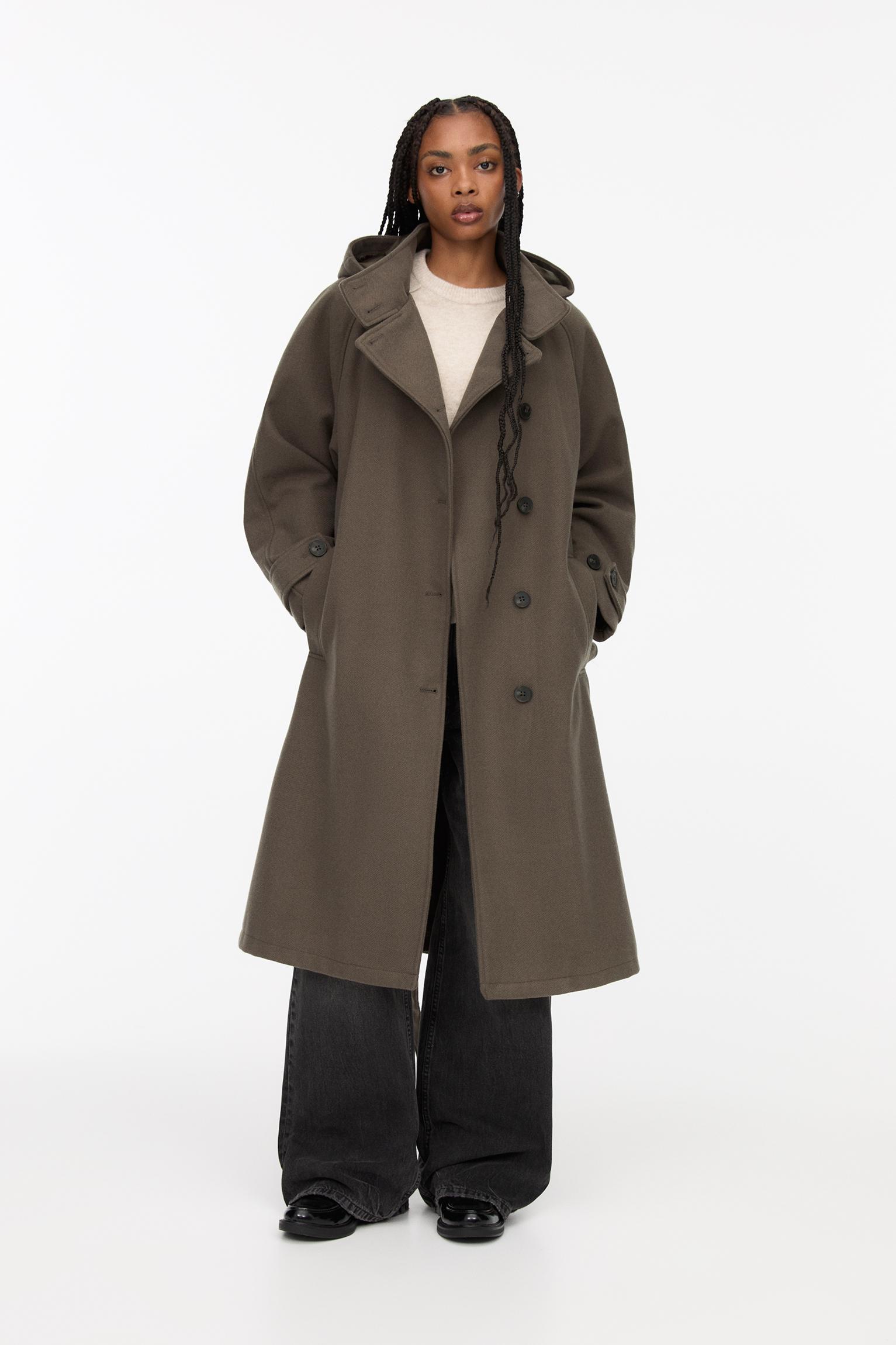 Long coat with hood PULL BEAR