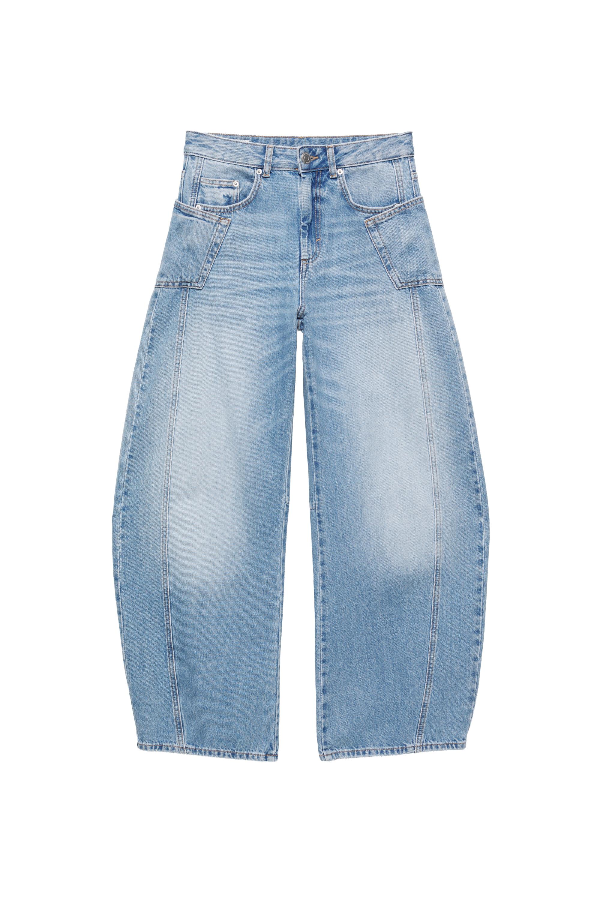 Pull&Bear Dikiş detaylı baggy balon jean görsel 4