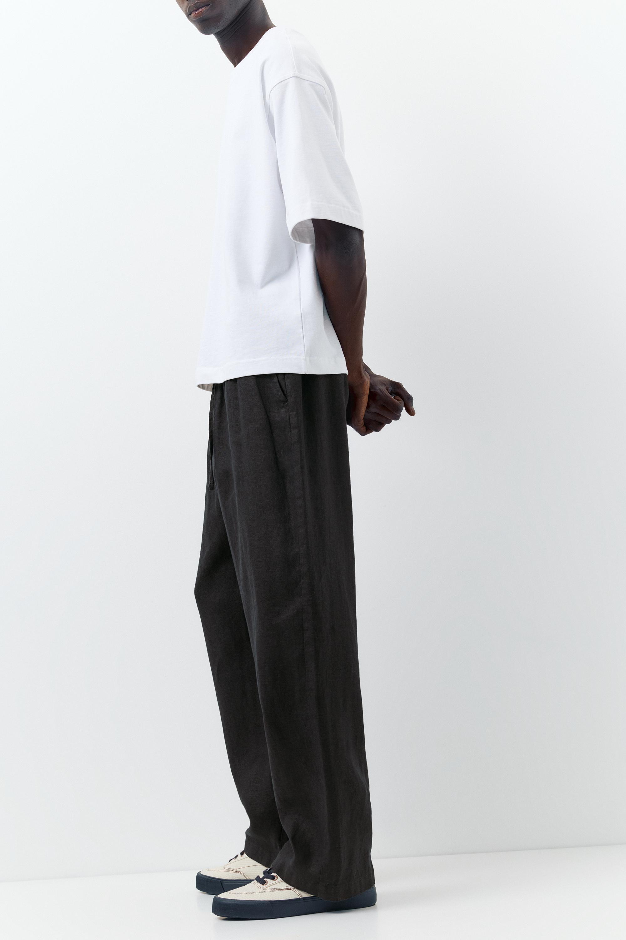 100% linen jogger trousers — Black