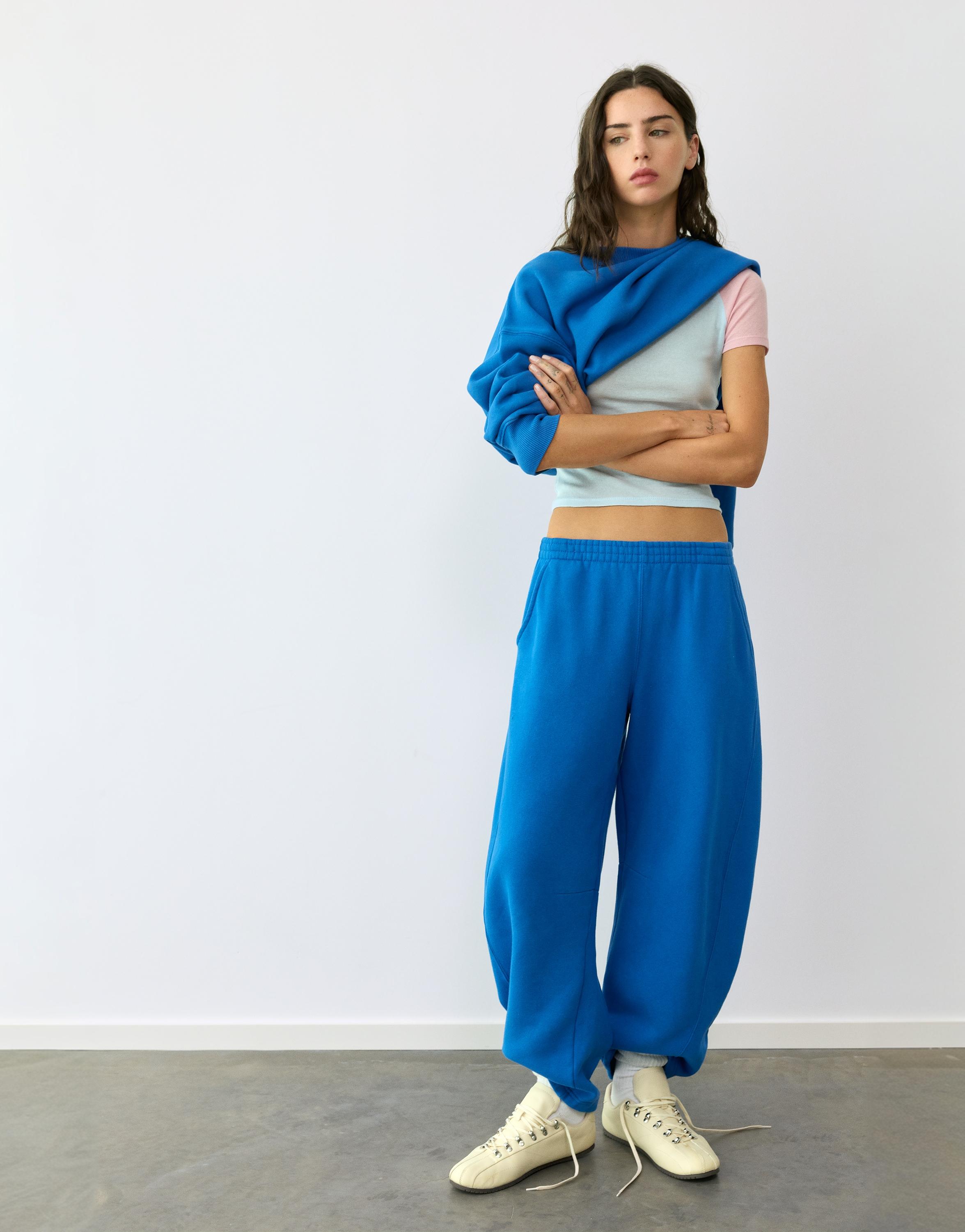 Barrel-leg joggers — Deep blue