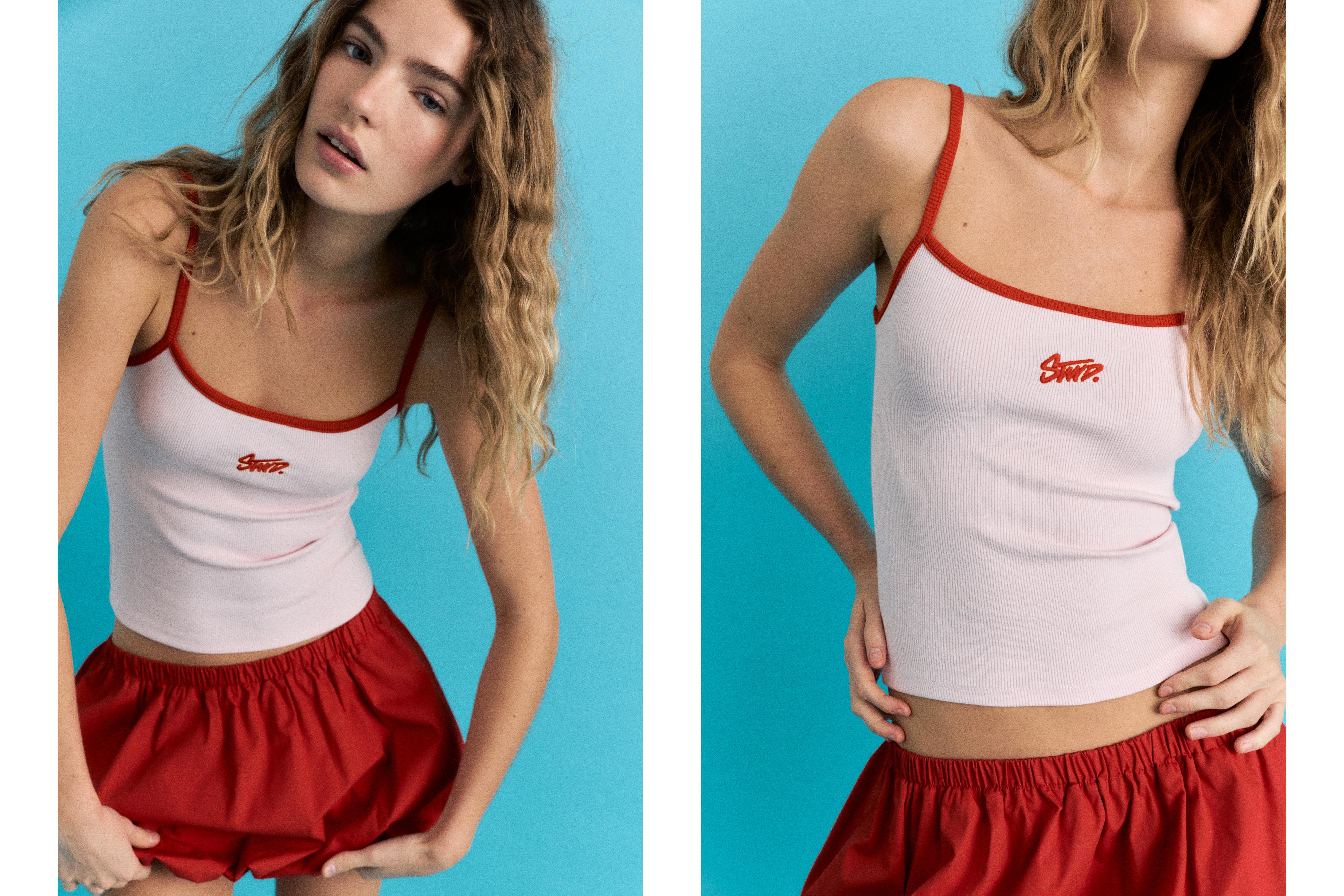 STWD fine strap top — Pastel pink