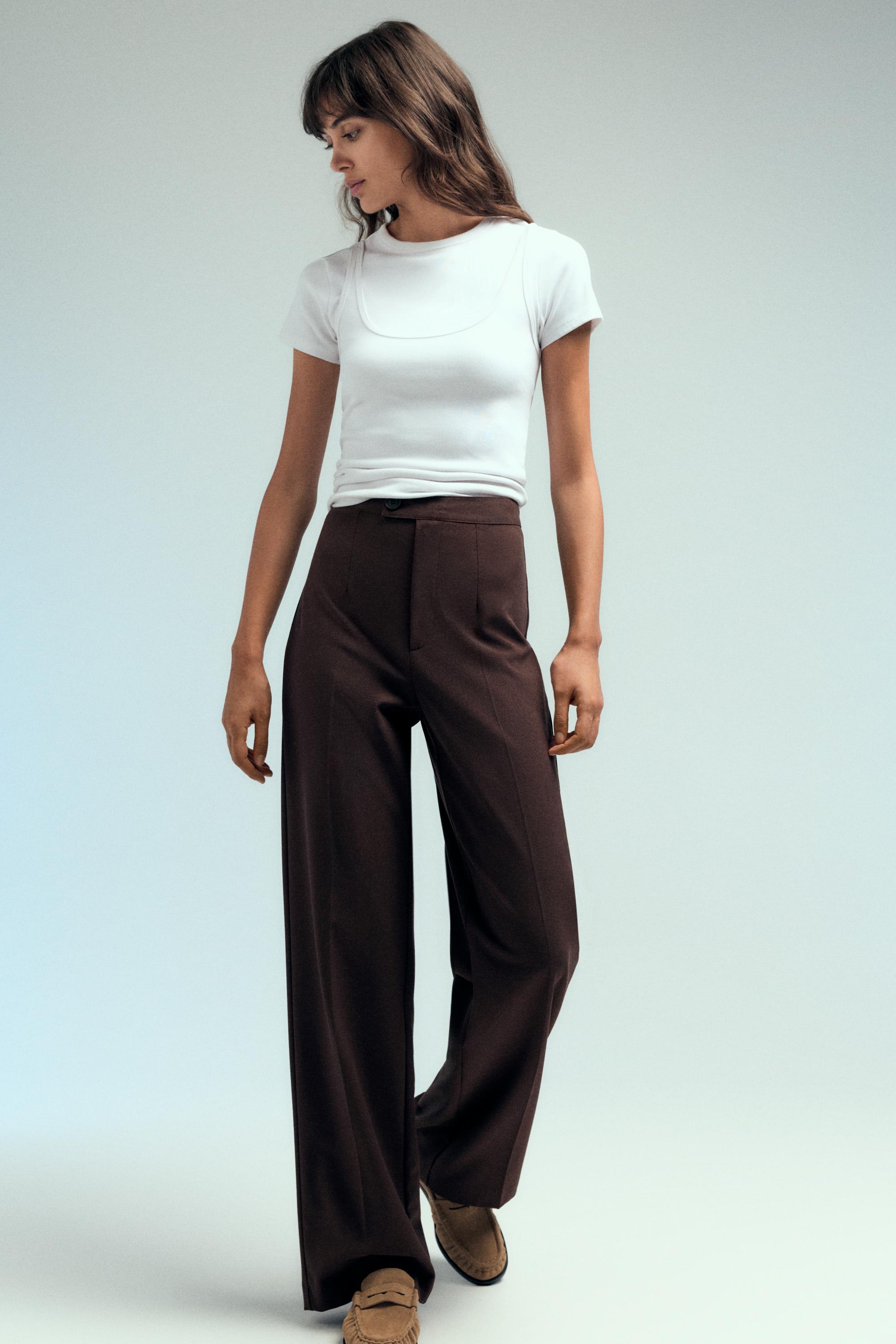 Straight-leg darted trousers — Brown