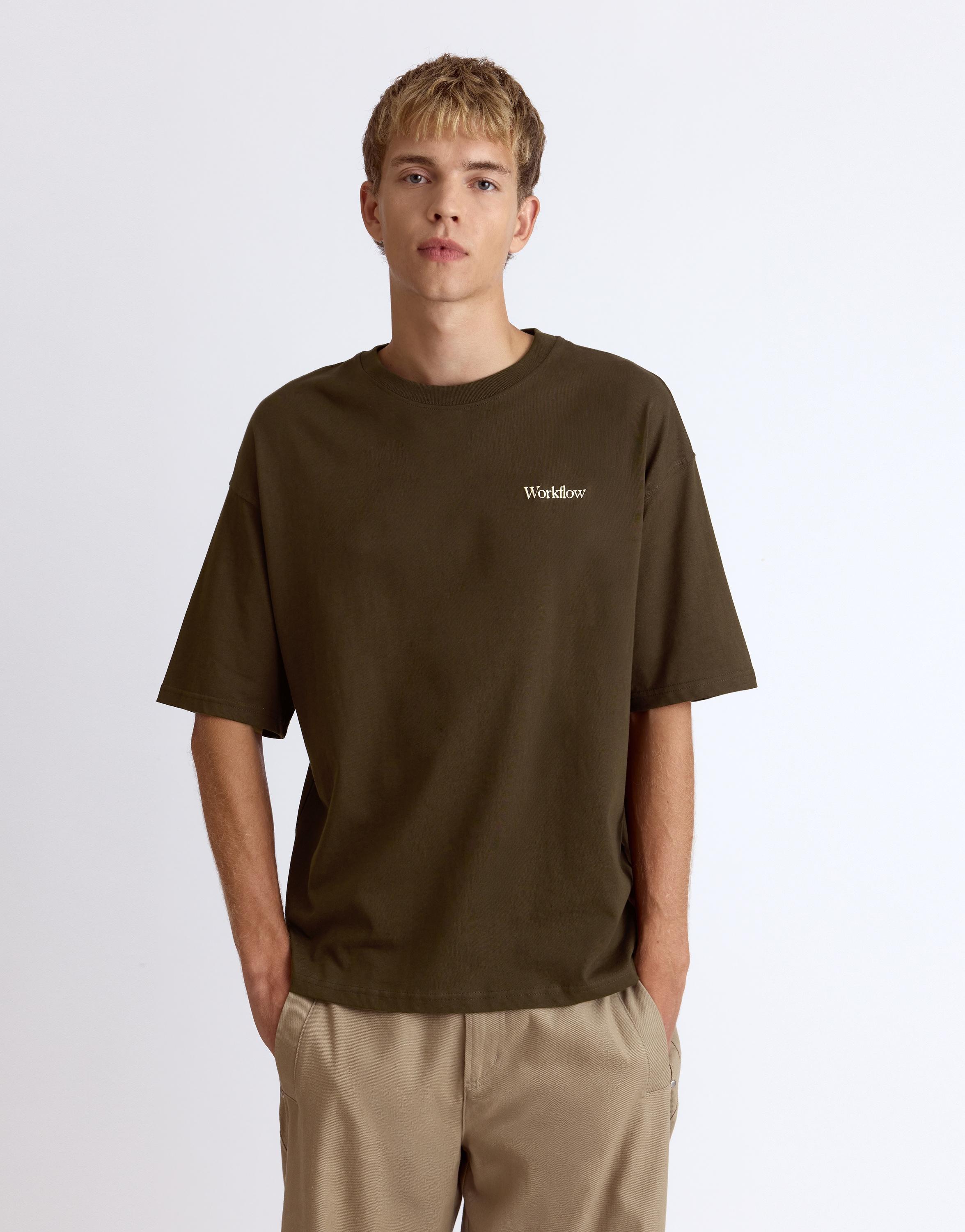Pull&Bear Grafik yazılı relaxed tişört görsel 3
