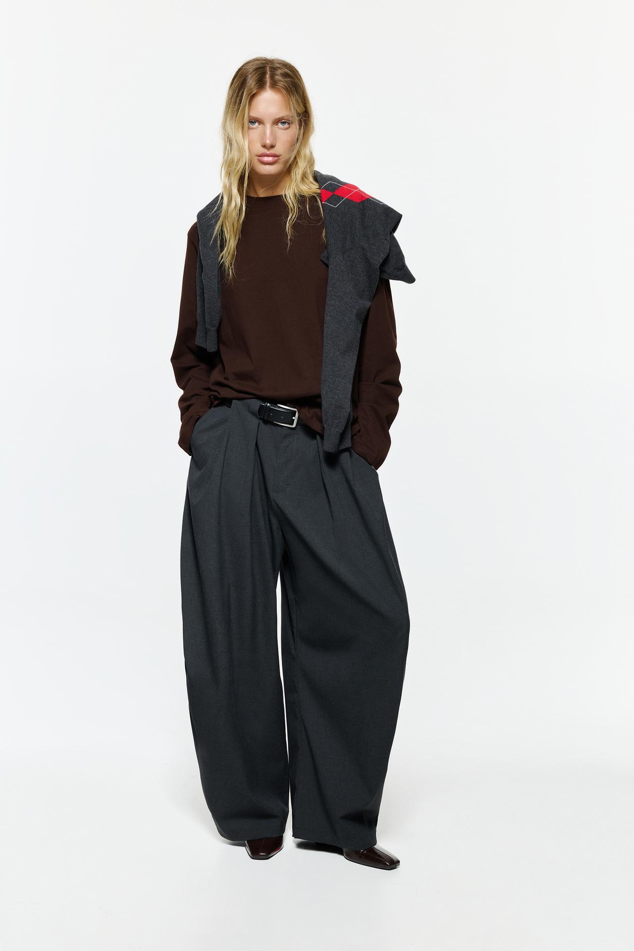 Oversize long sleeve T-shirt — Brown