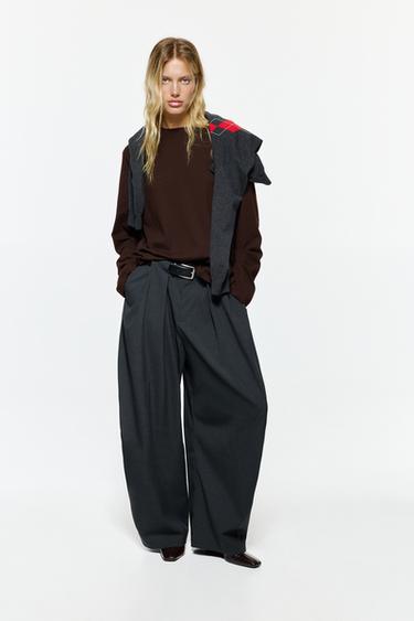 Oversize long sleeve T-shirt — Brown 4