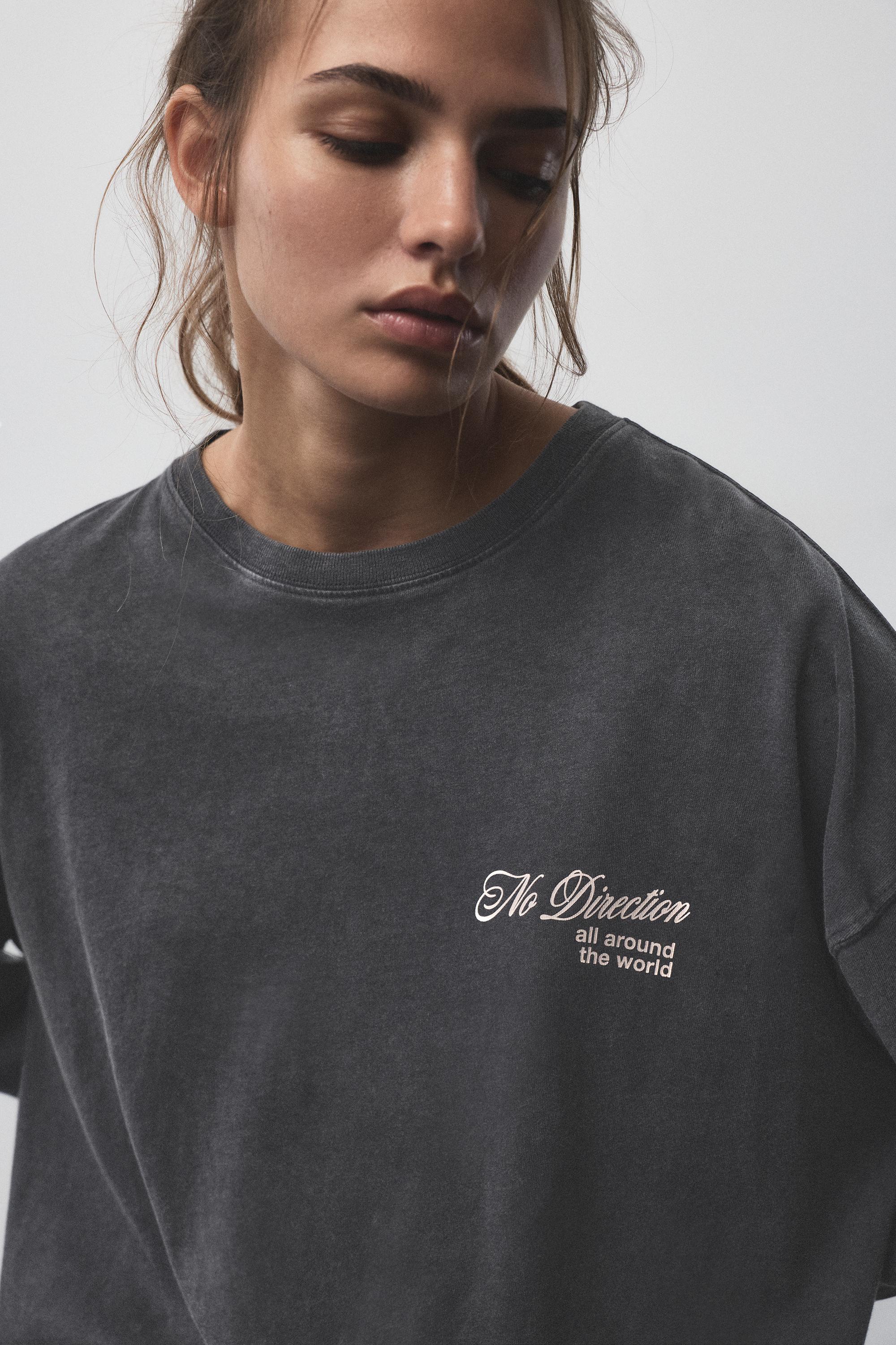 Pull&Bear Grafik baskılı oversize t-shirt görsel 8
