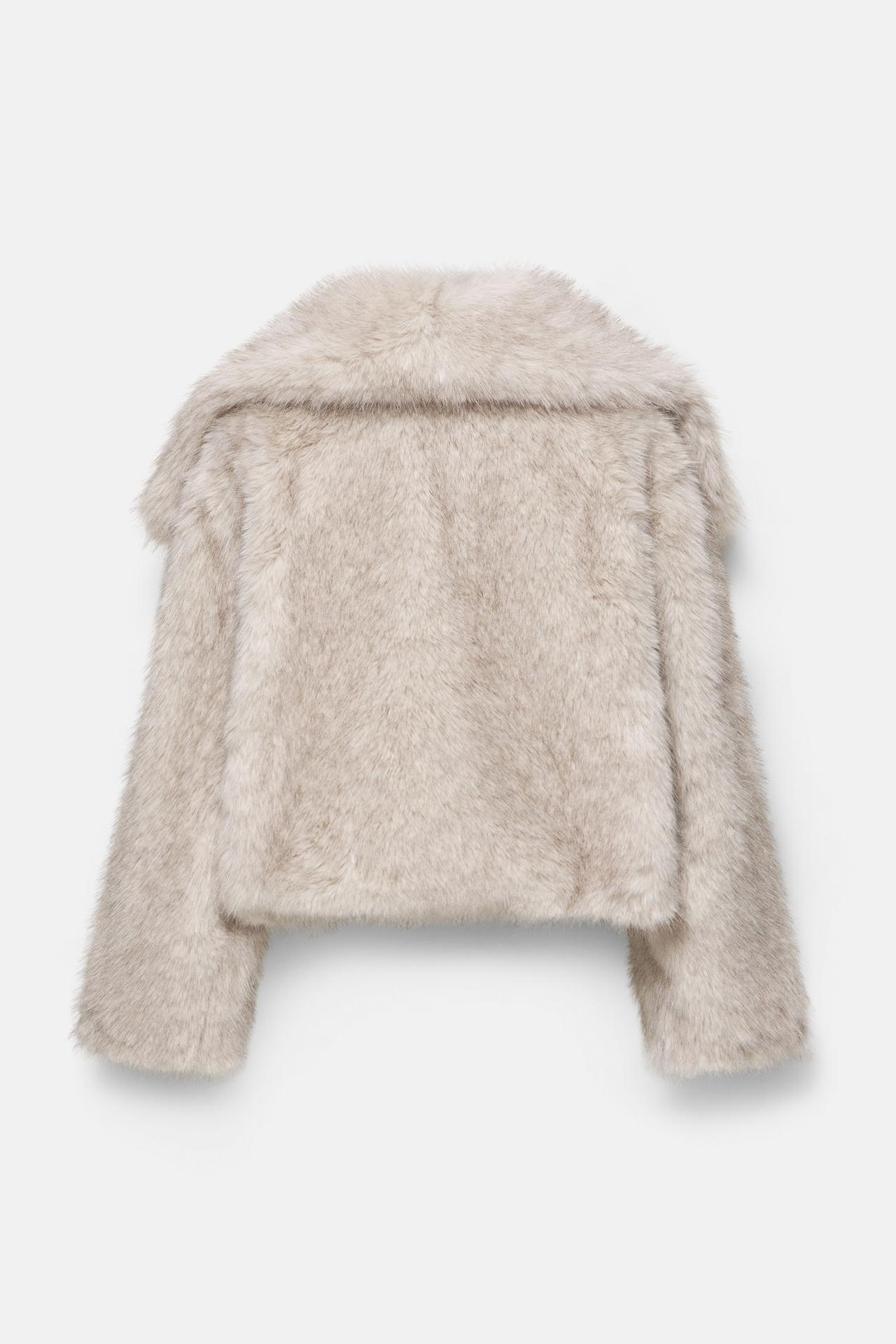 Short faux fur coat — Ecru