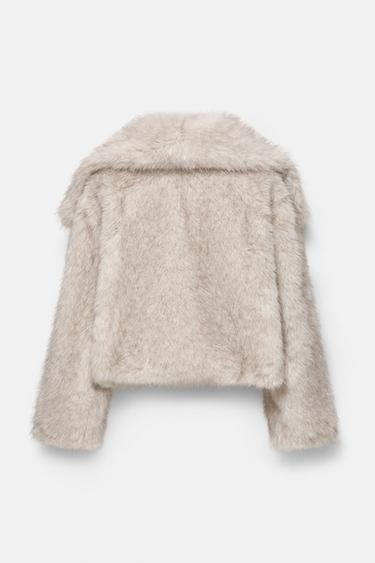 Short faux fur coat — Ecru 6