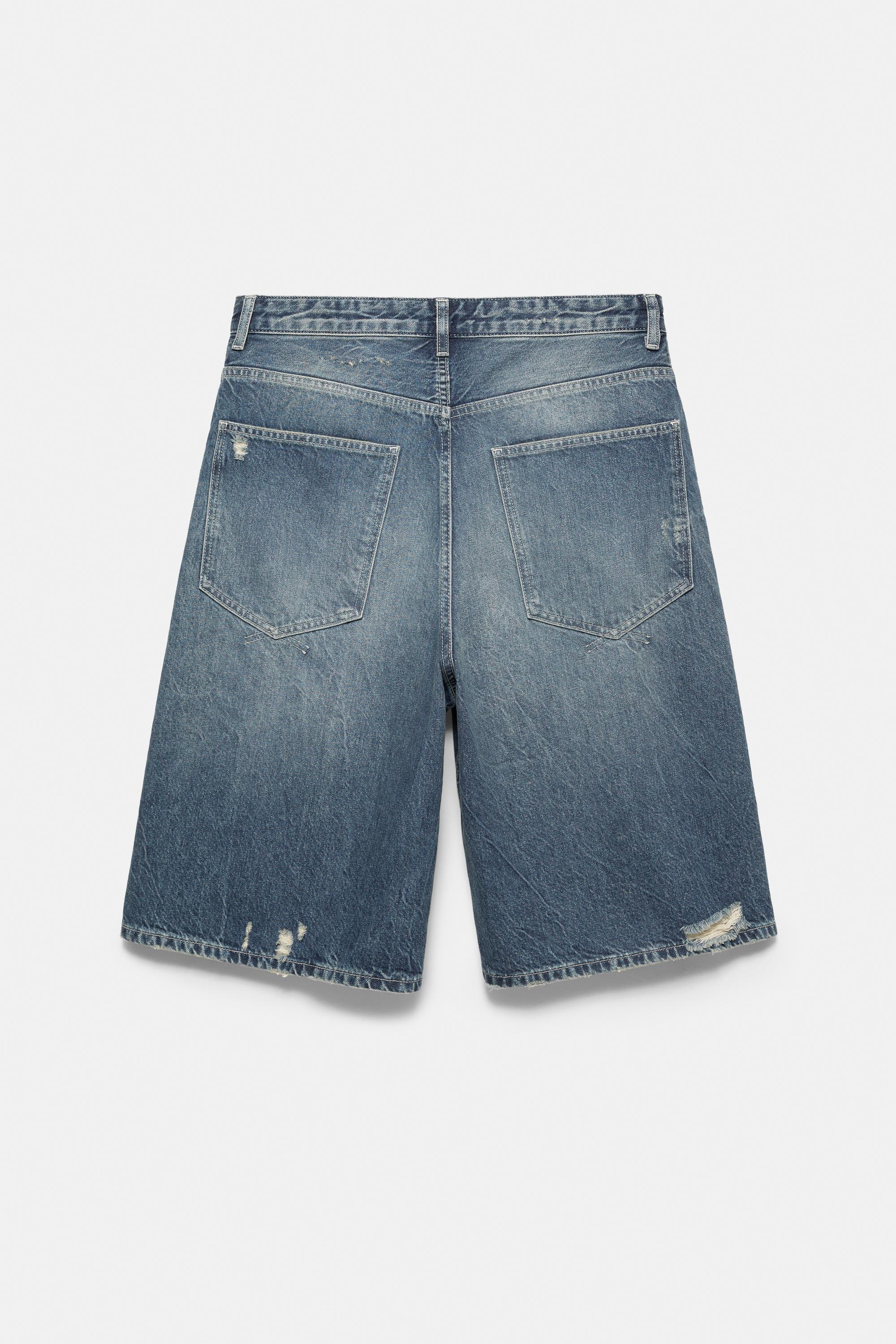Ripped detail jorts — Blue