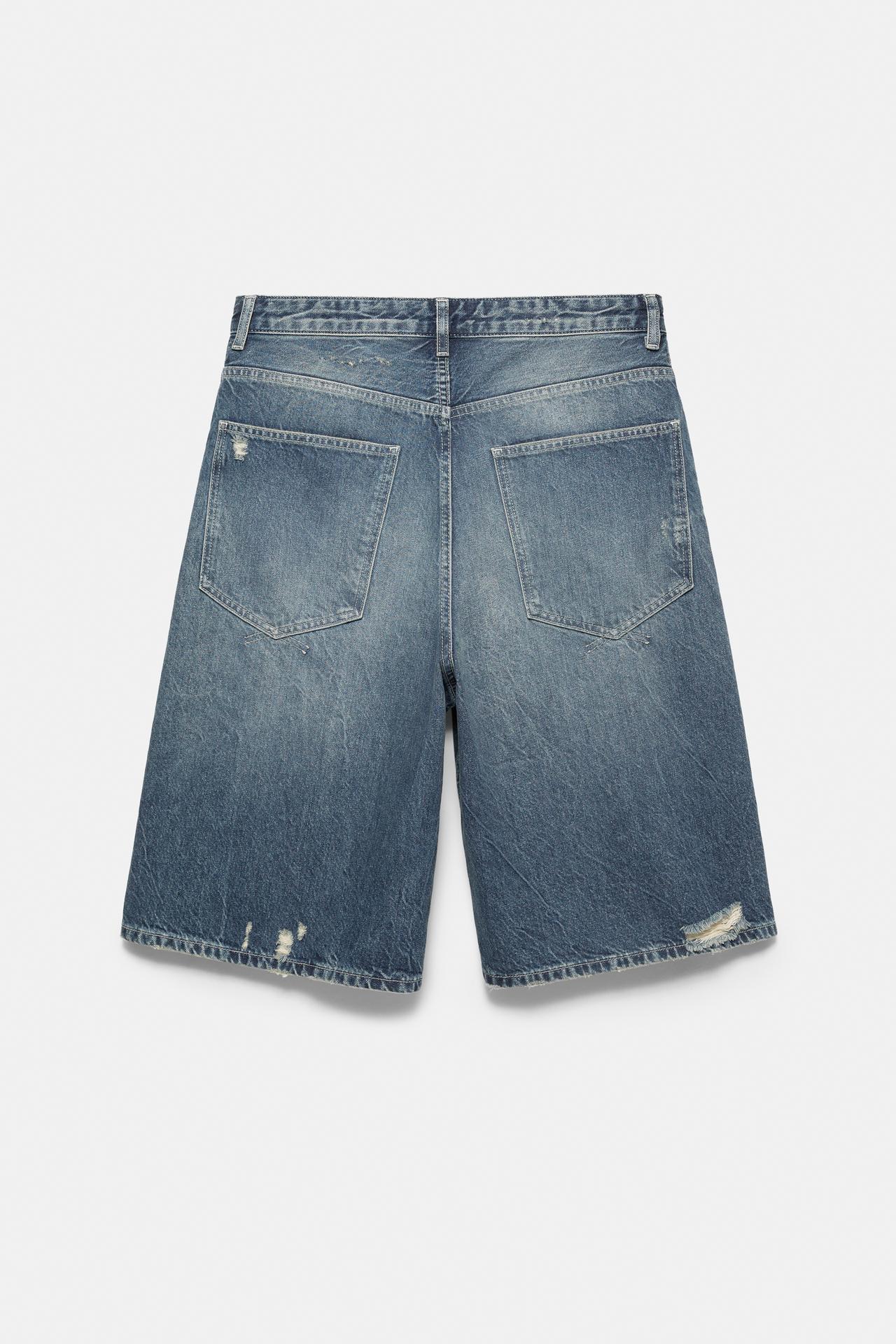 Ripped detail jorts — Blue