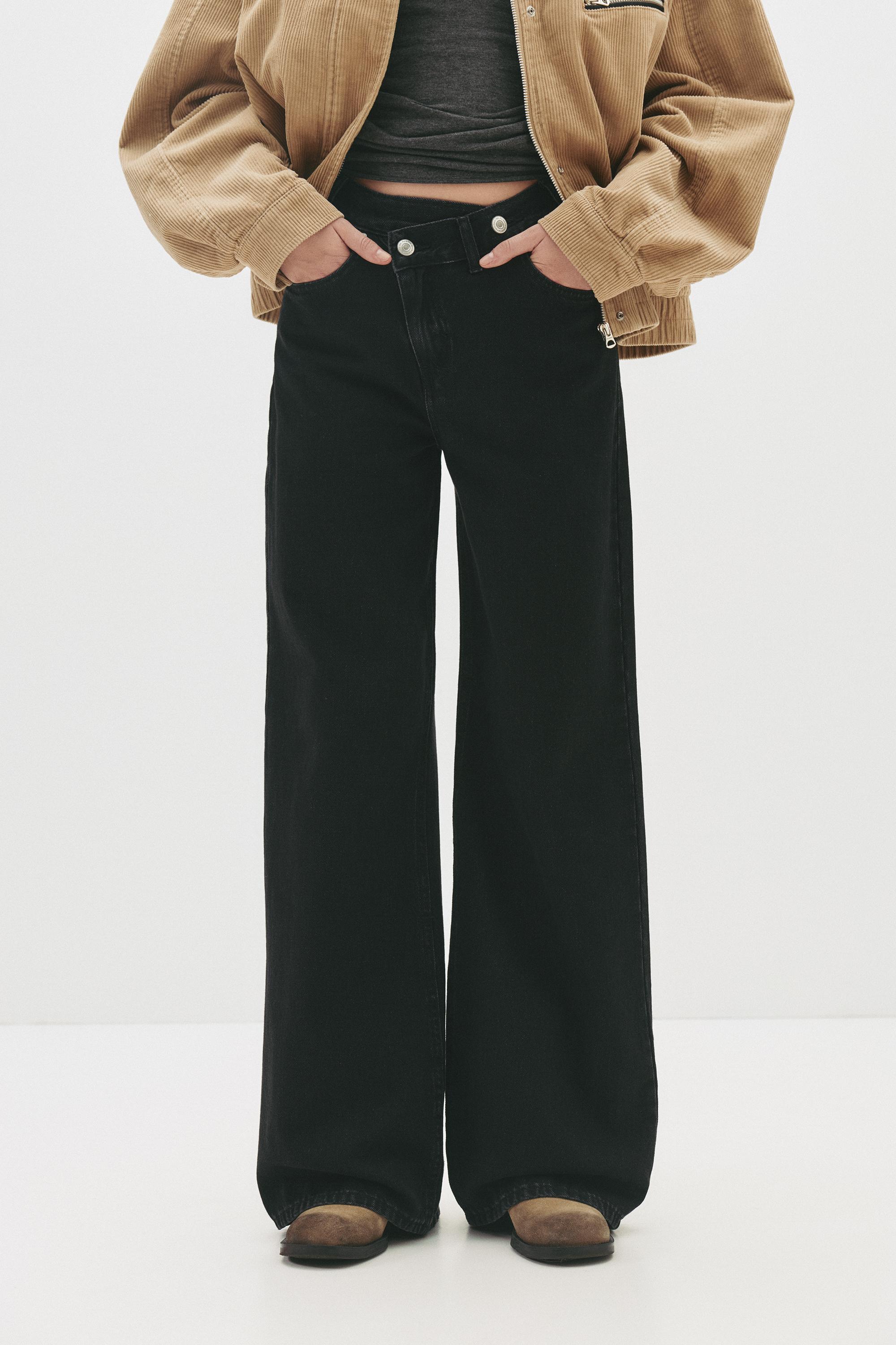 Çapraz kemerli geniş paça jean - Görsel 18