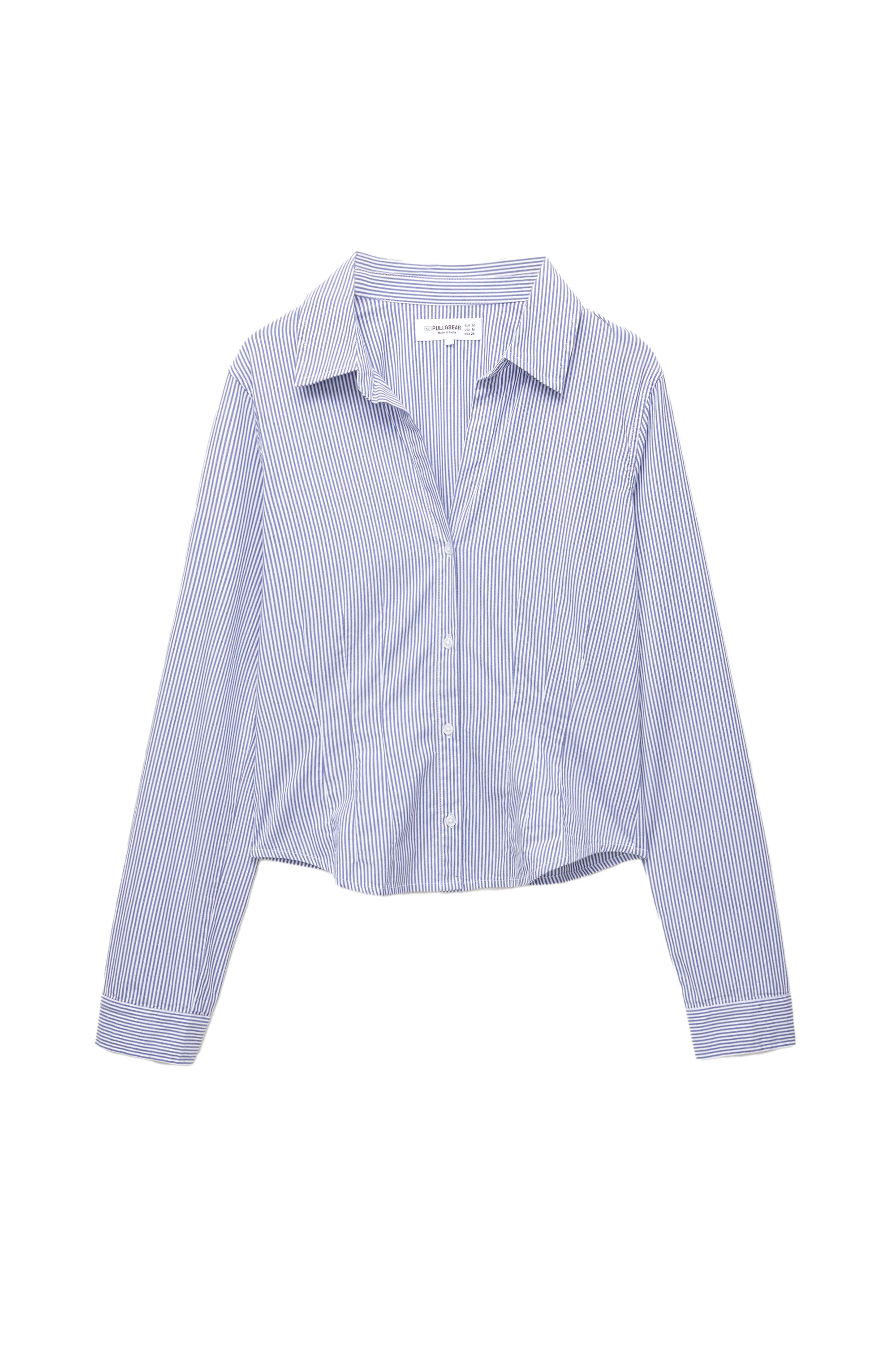 Poplin yırtmaçlı dar kesim gömlek - Görsel 77