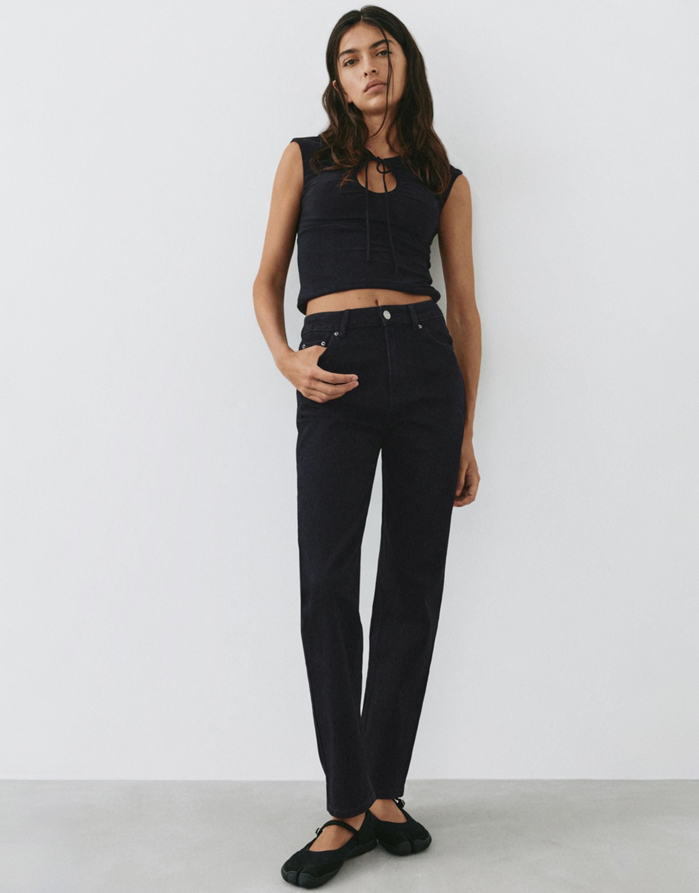 High-waist slim fit jeans — Black