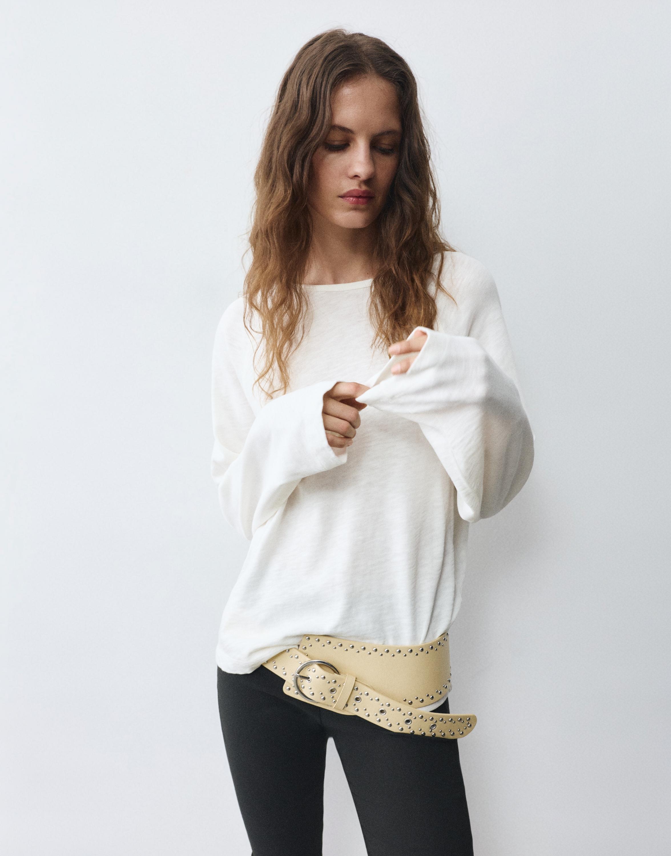 Long sleeve raglan T-shirt — Off white