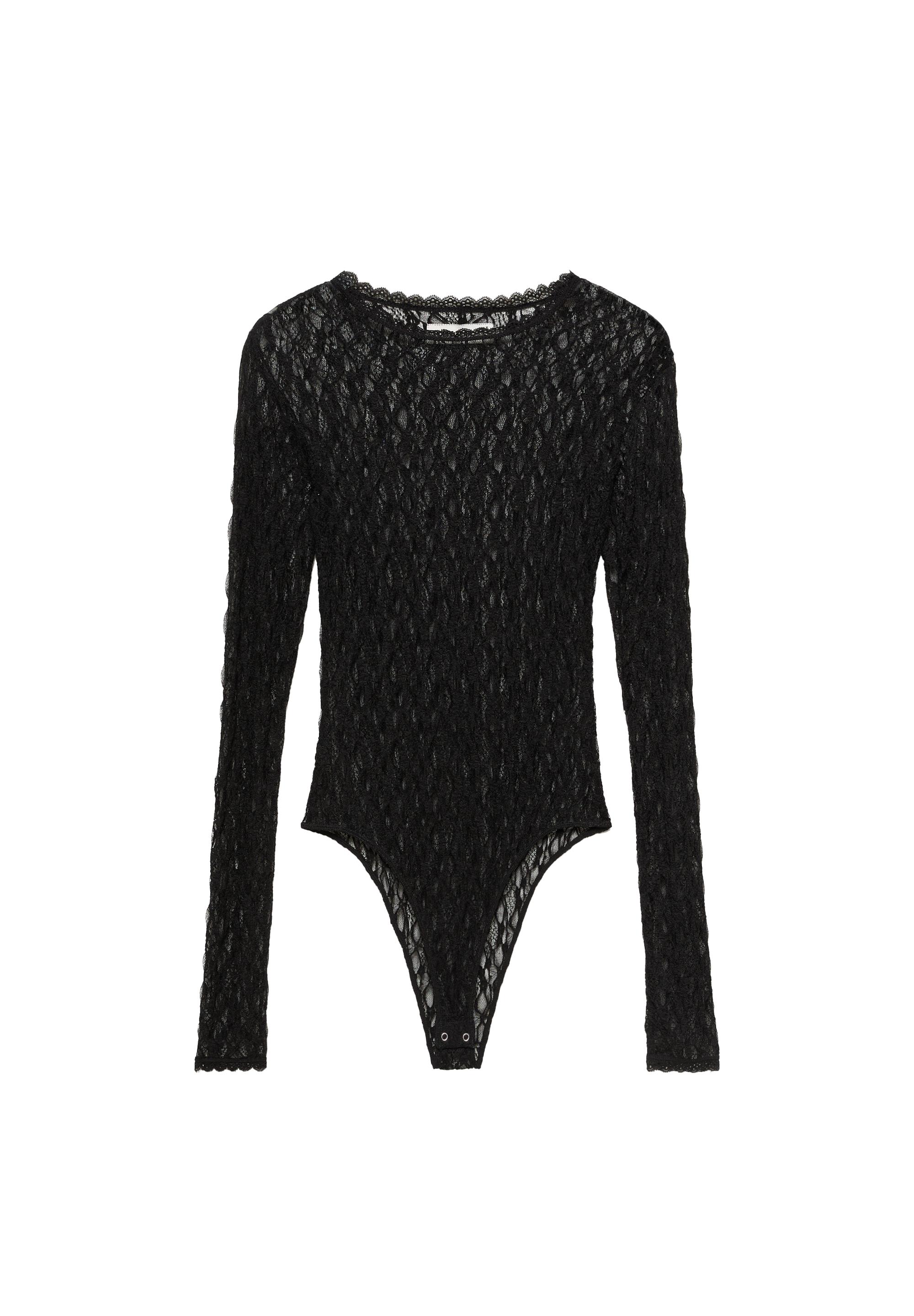 Long sleeve lace bodysuit — Black