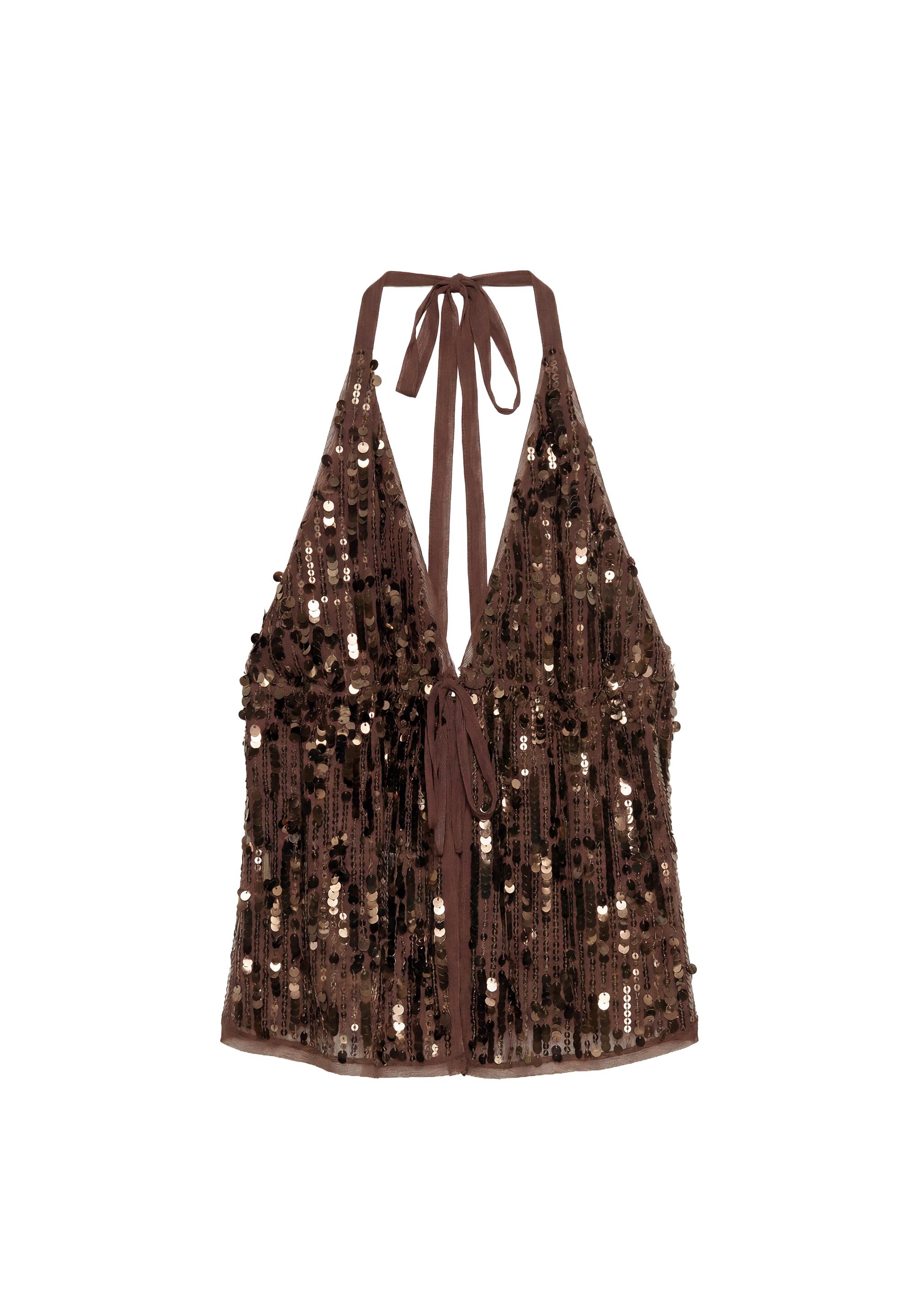 Sequin halter top — Brown